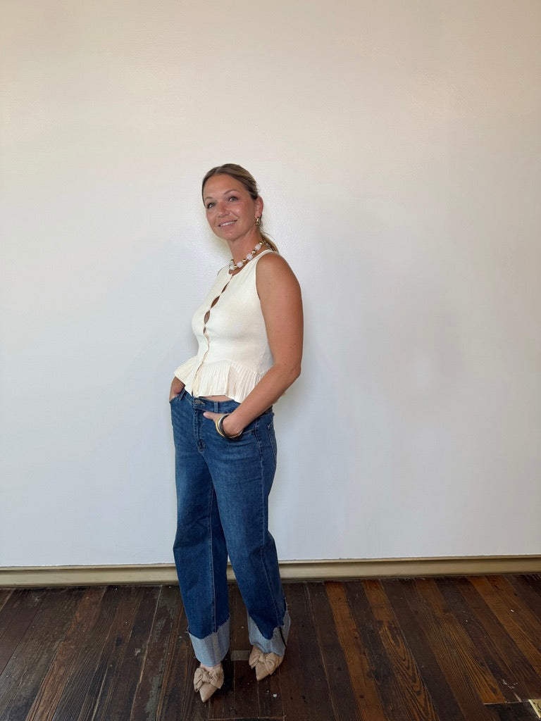 Ruffle Hem Sweater Tank