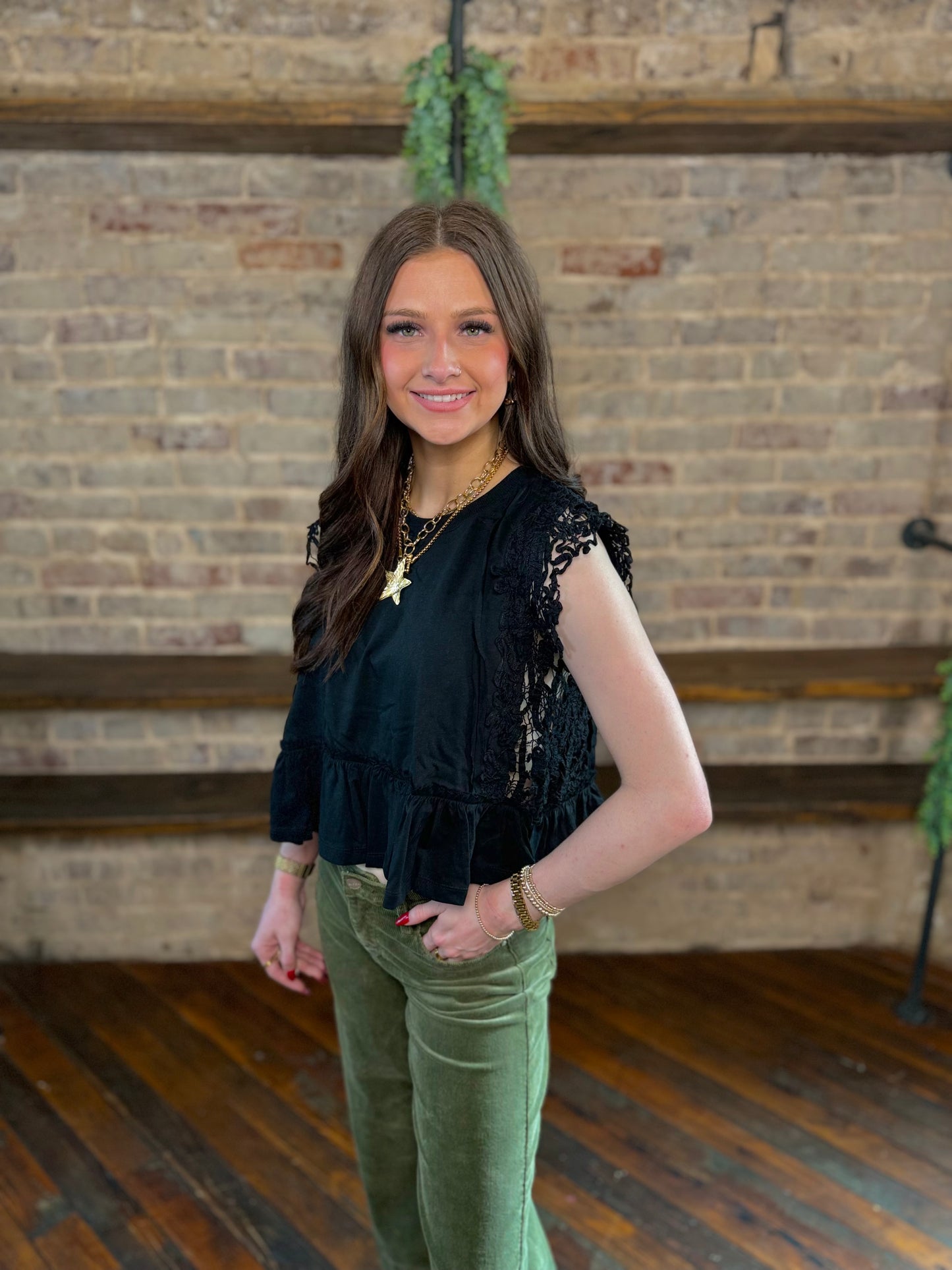 Dream Lace Ruffle Hem Top