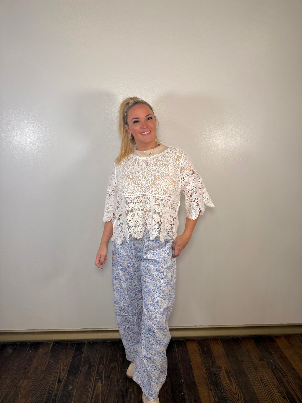 Coin Stamp Print Barrel Jeans