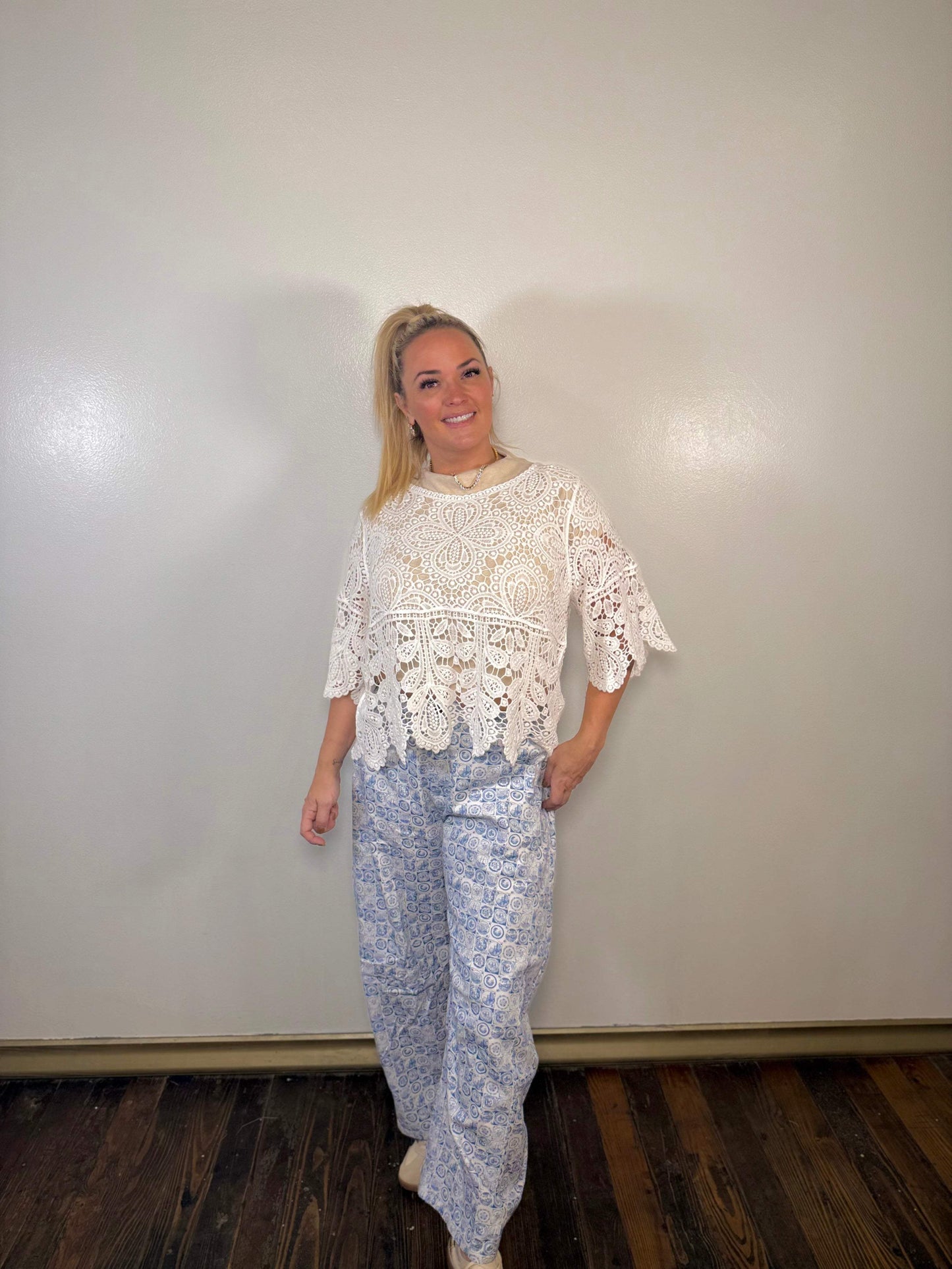 Coin Stamp Print Barrel Jeans