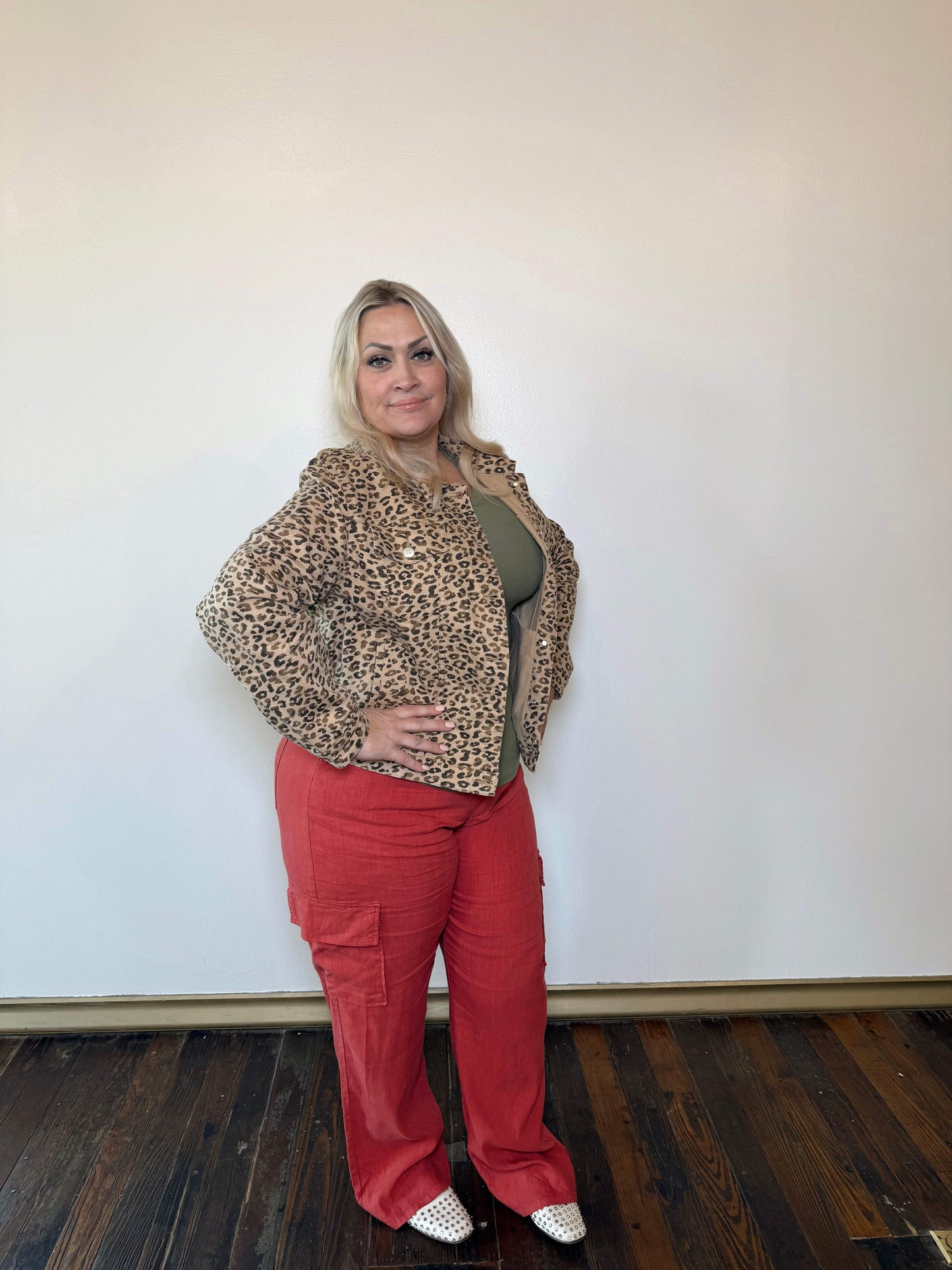 Novalie Leopard Print Denim Jacket | PLUS SIZE AVAILABLE | Risen Jeans