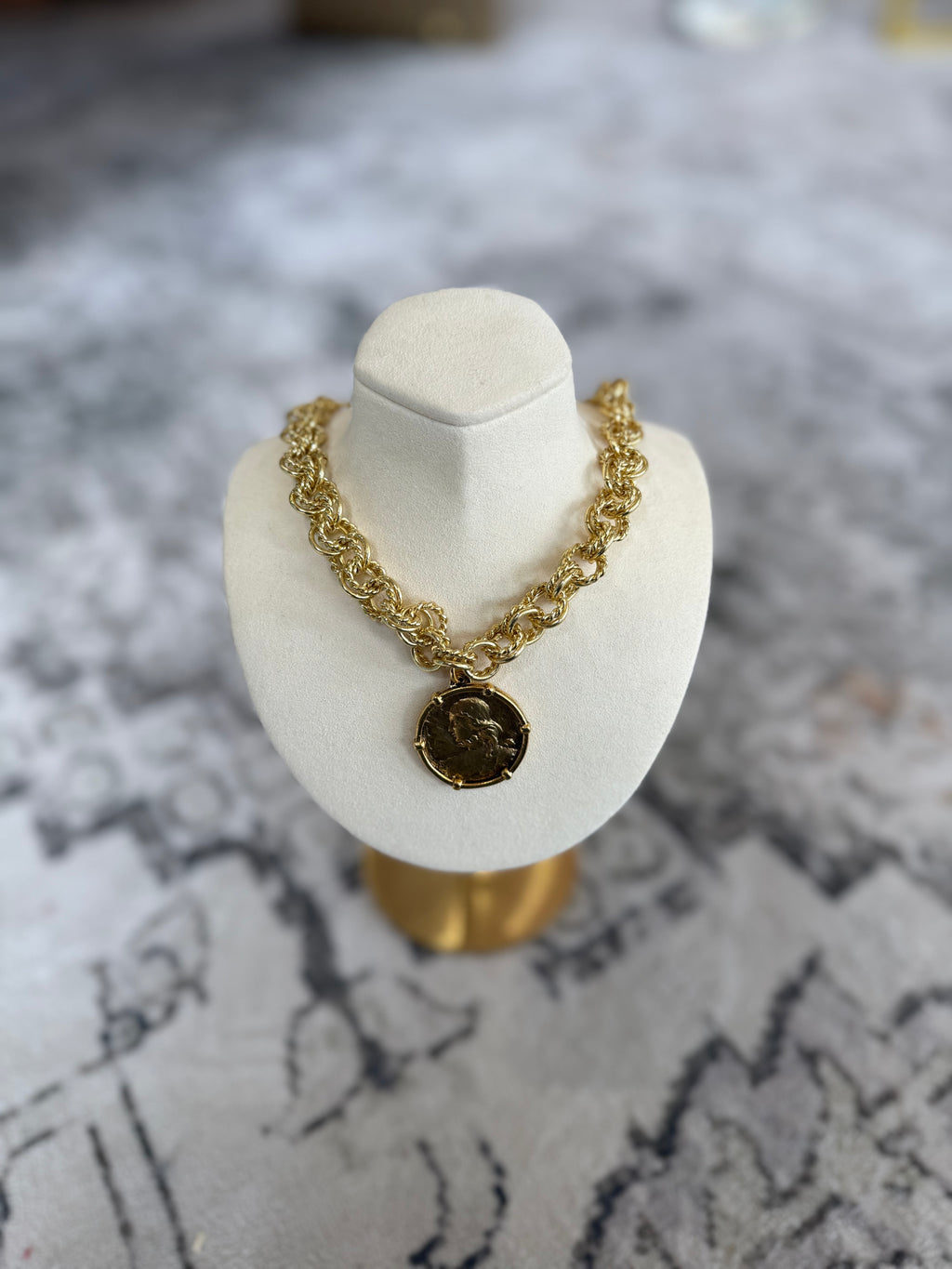 Antique Gold Plated Coin Necklace