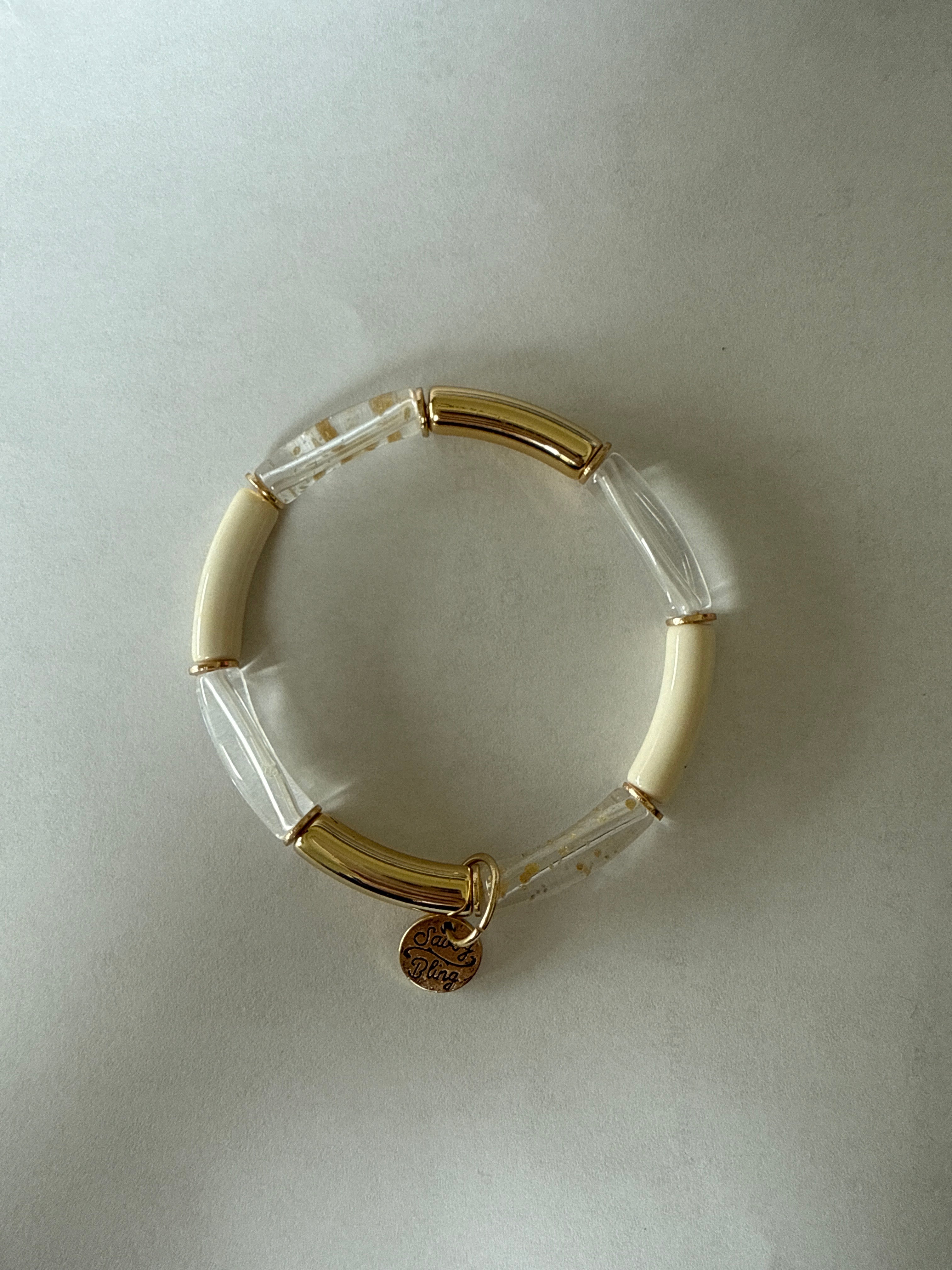 Small Gold Acrylic Bamboo Tube Bracelet