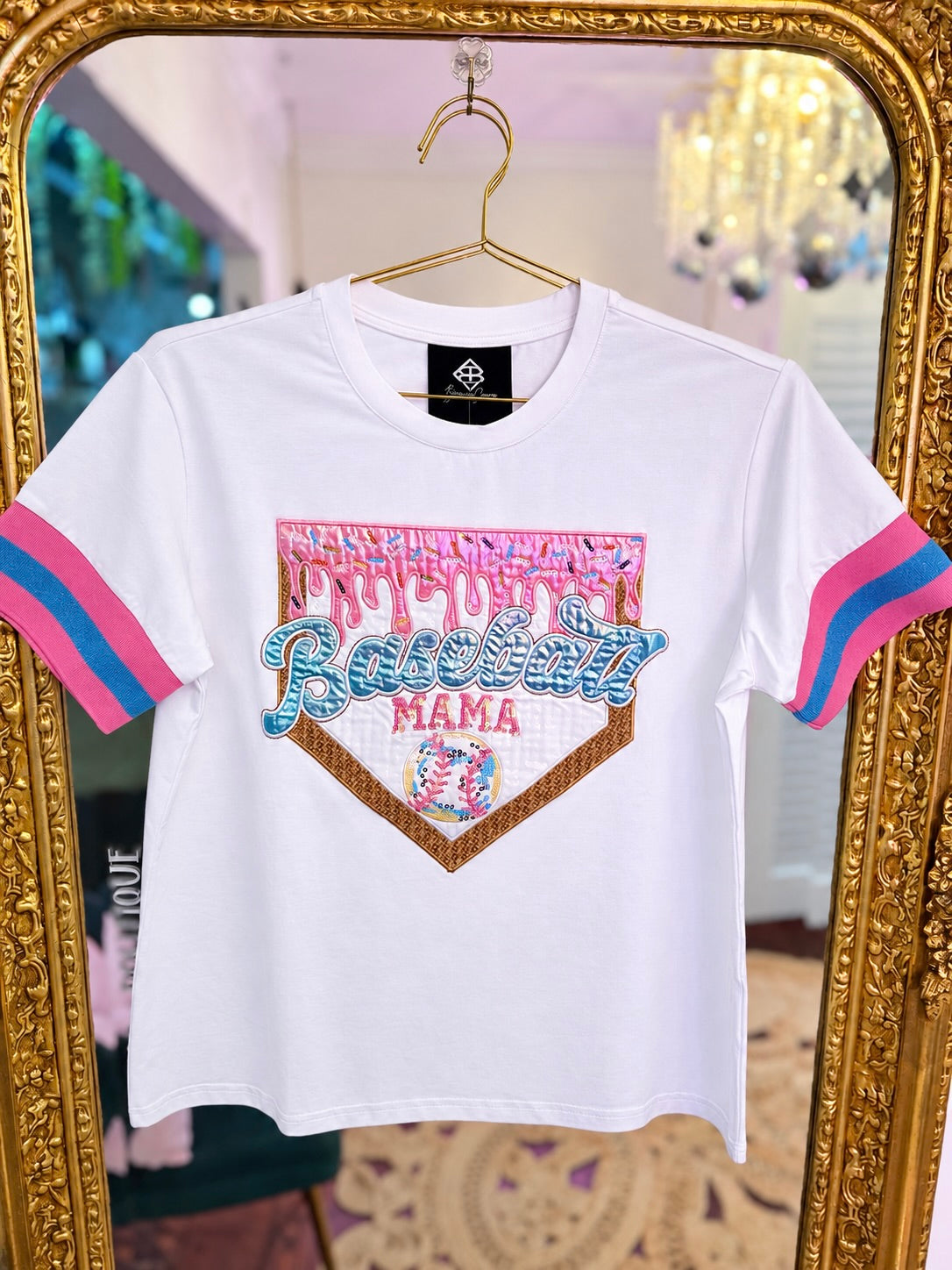 Ice Cream Drip Baseball Mama Sparkle Tee | Brianna Cannon