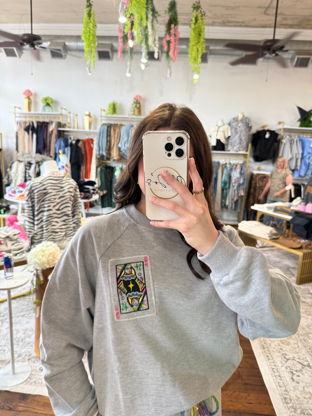 Grey Rainbow Tie Logo Sweatshirt | Queen of Sparkles