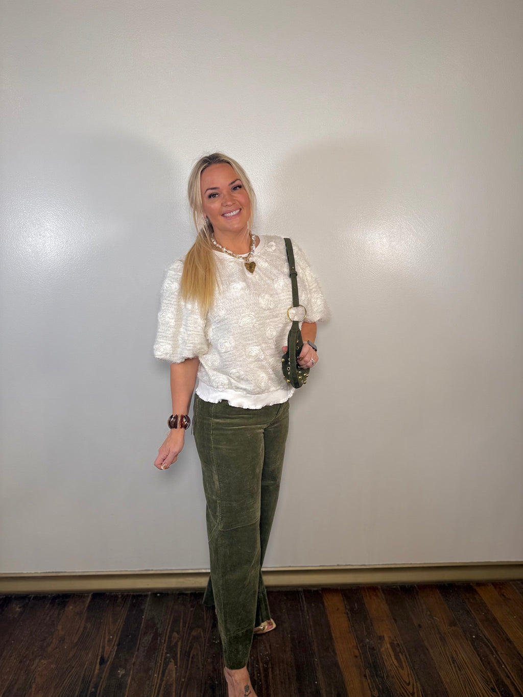 Golden Orchard Metallic 3D Floral Top