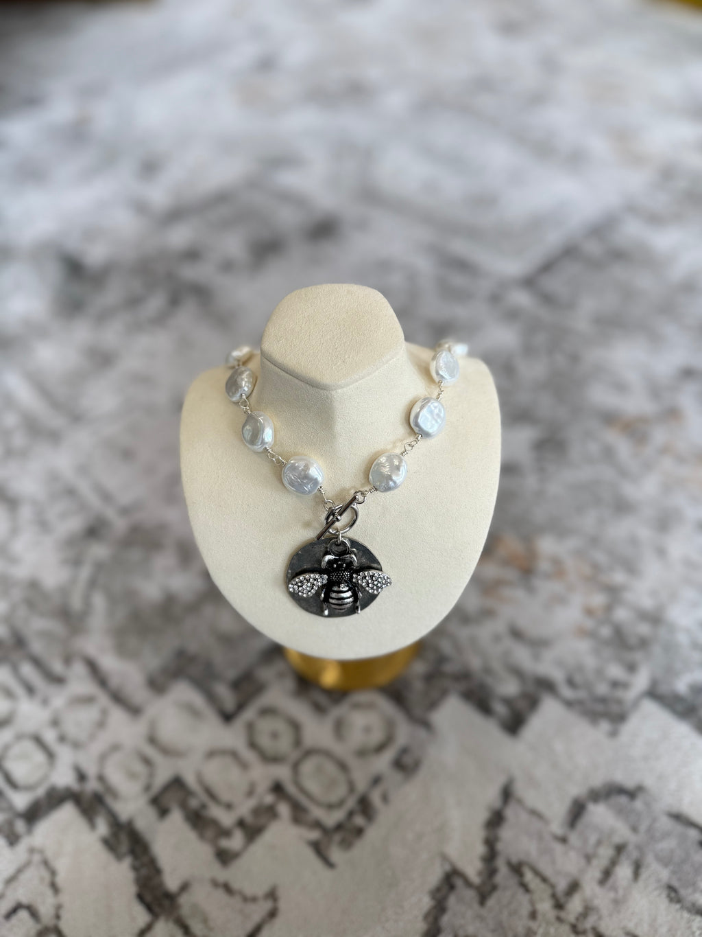 Mother-of-Pearl & Hematite Toggle Necklace