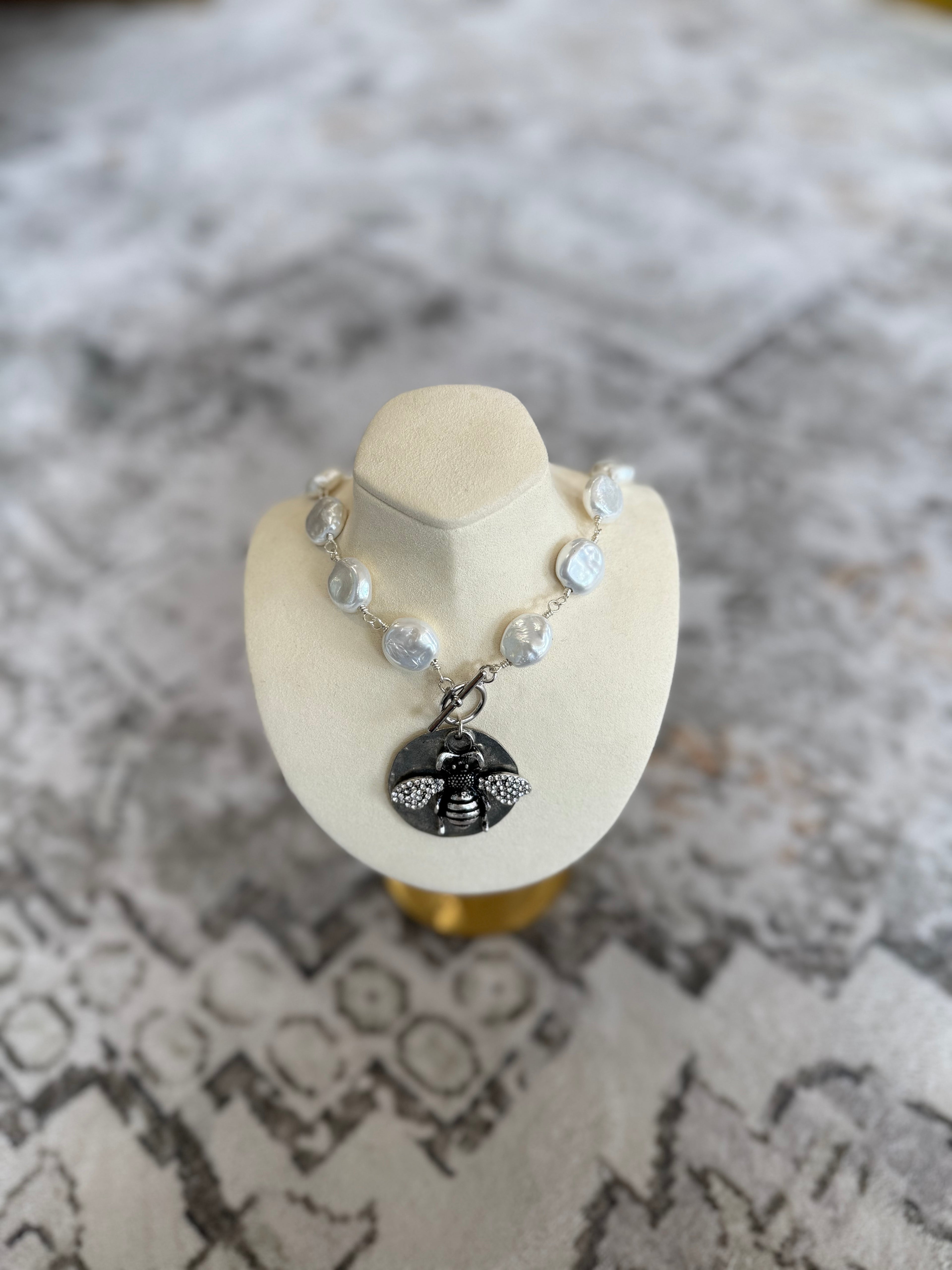 Mother-of-Pearl & Hematite Toggle Necklace