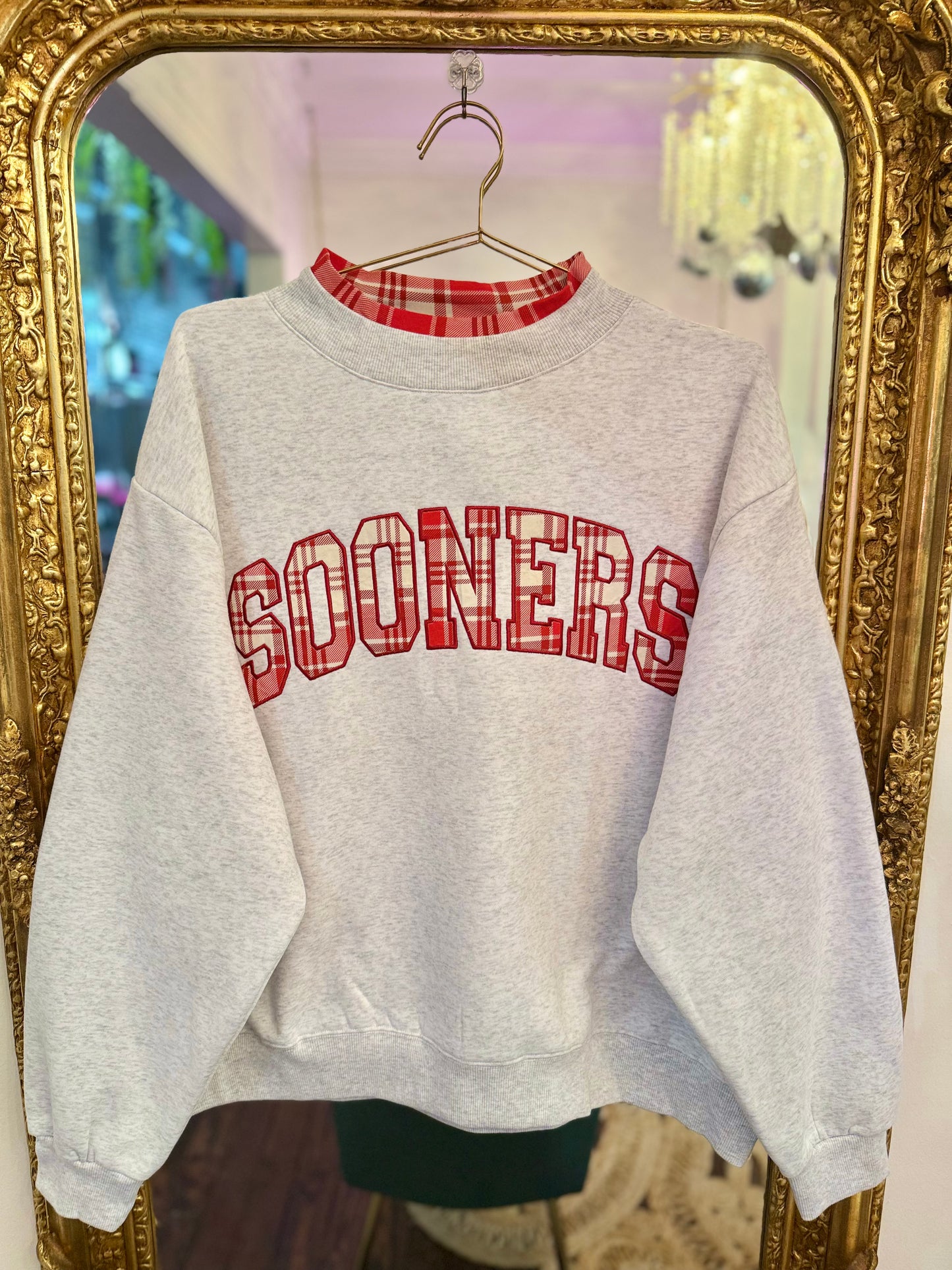 Boomer Sooner Varsity Plaid Mock Neck Sweatshirt