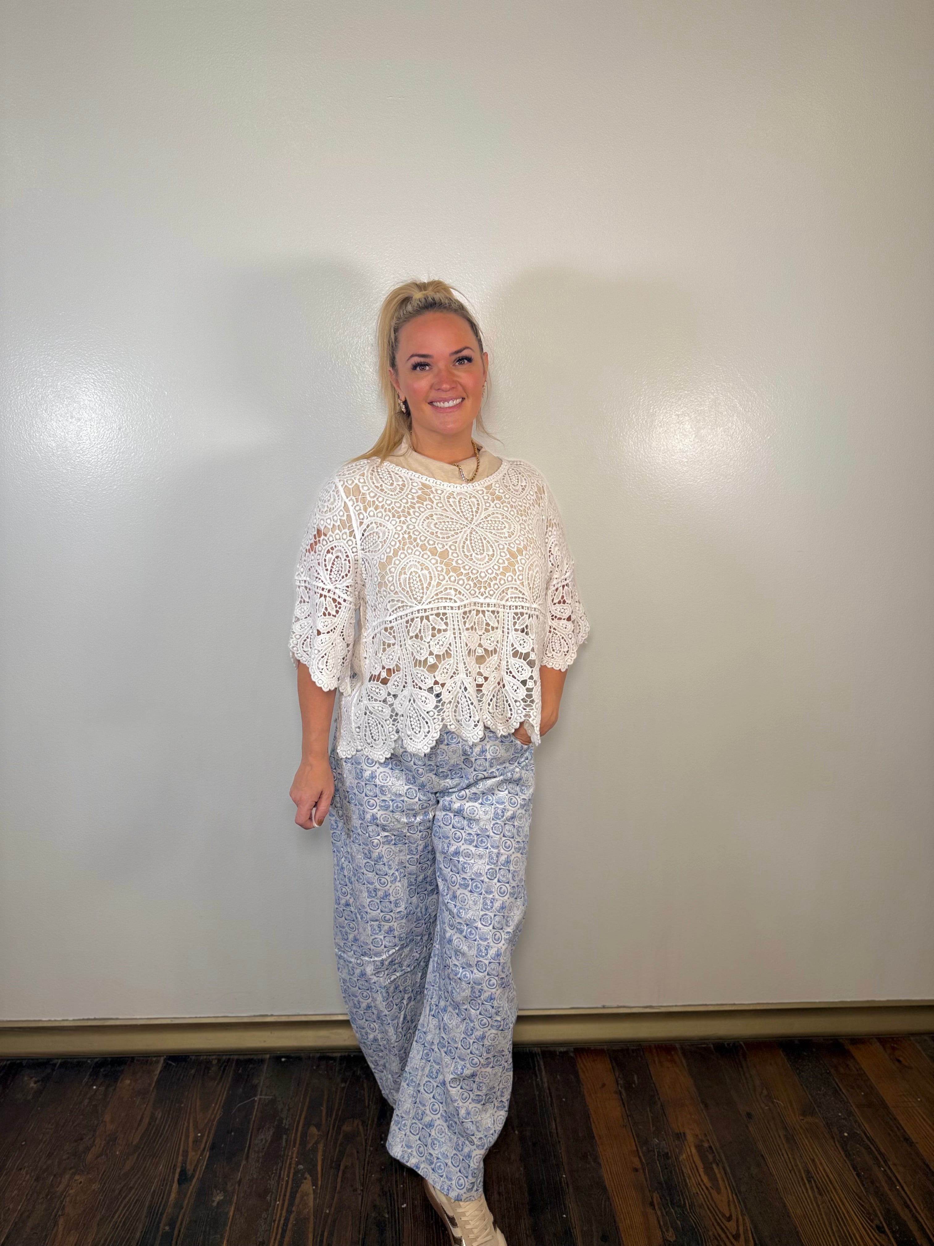 Coin Stamp Print Barrel Jeans