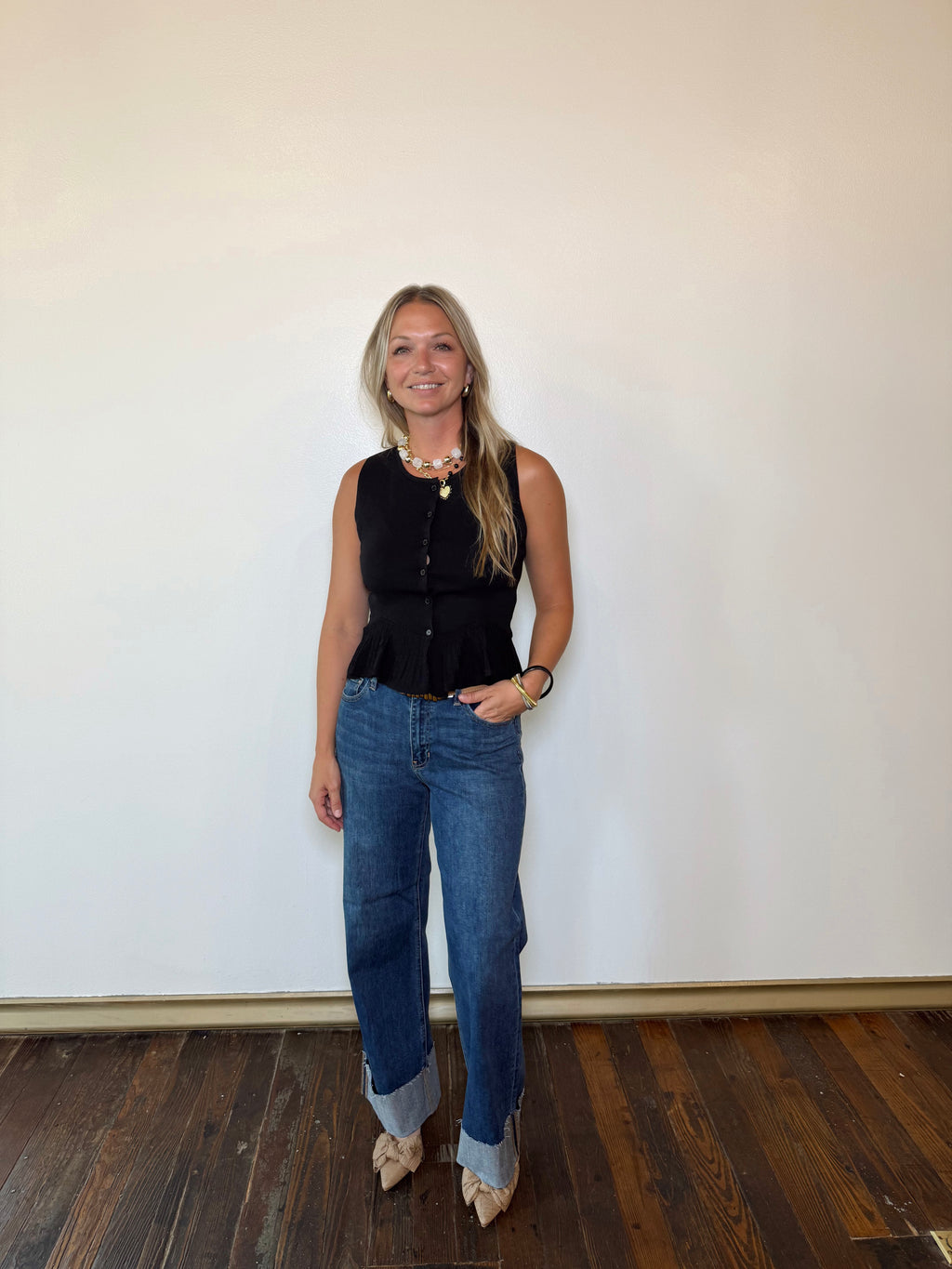 Luna Cuffed Wide Ankle Jeans