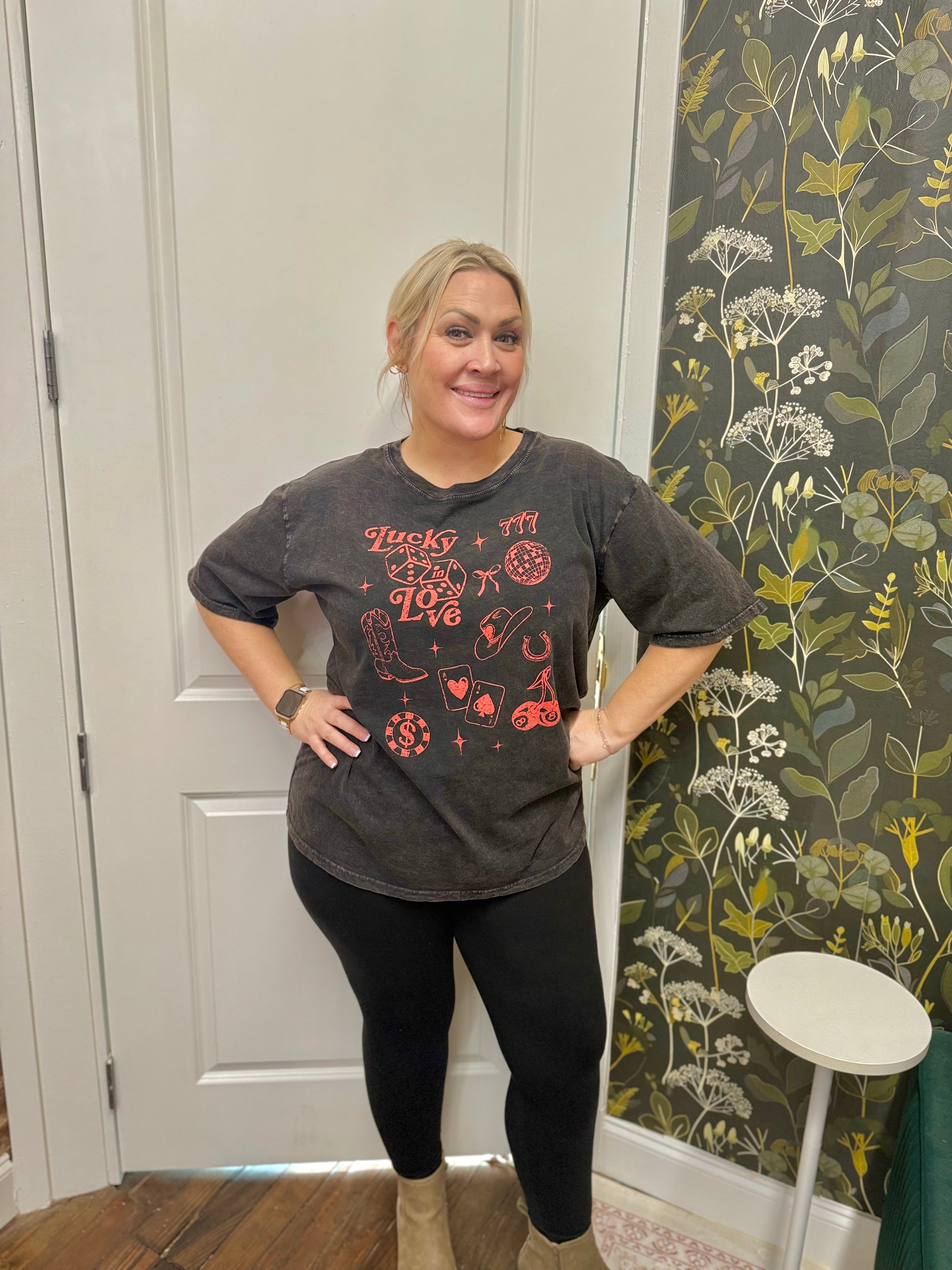 Lucky Love Oversized Mineral Graphic Tee