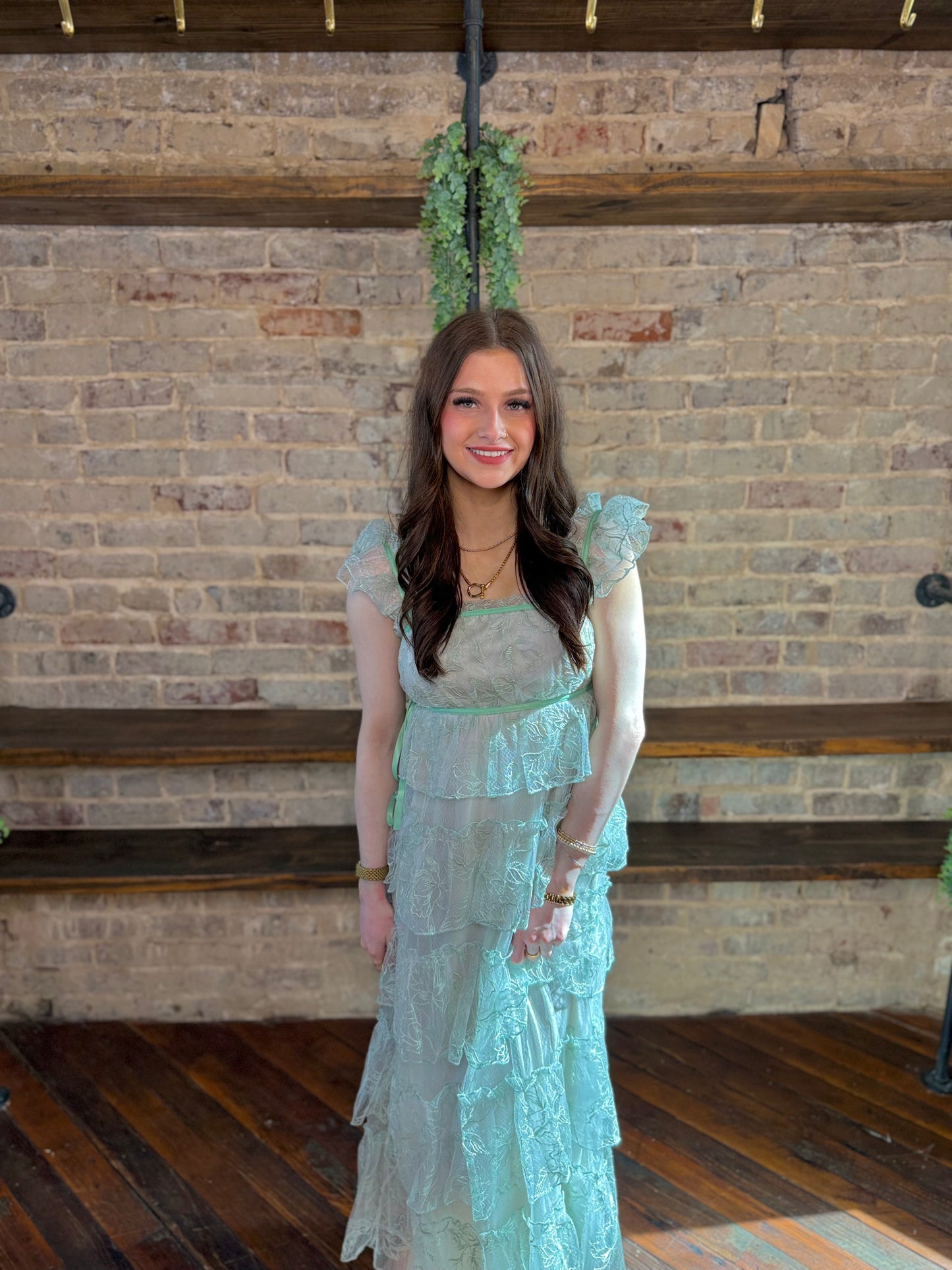 Delicate Floral & Lace Embroidered Maxi Dress