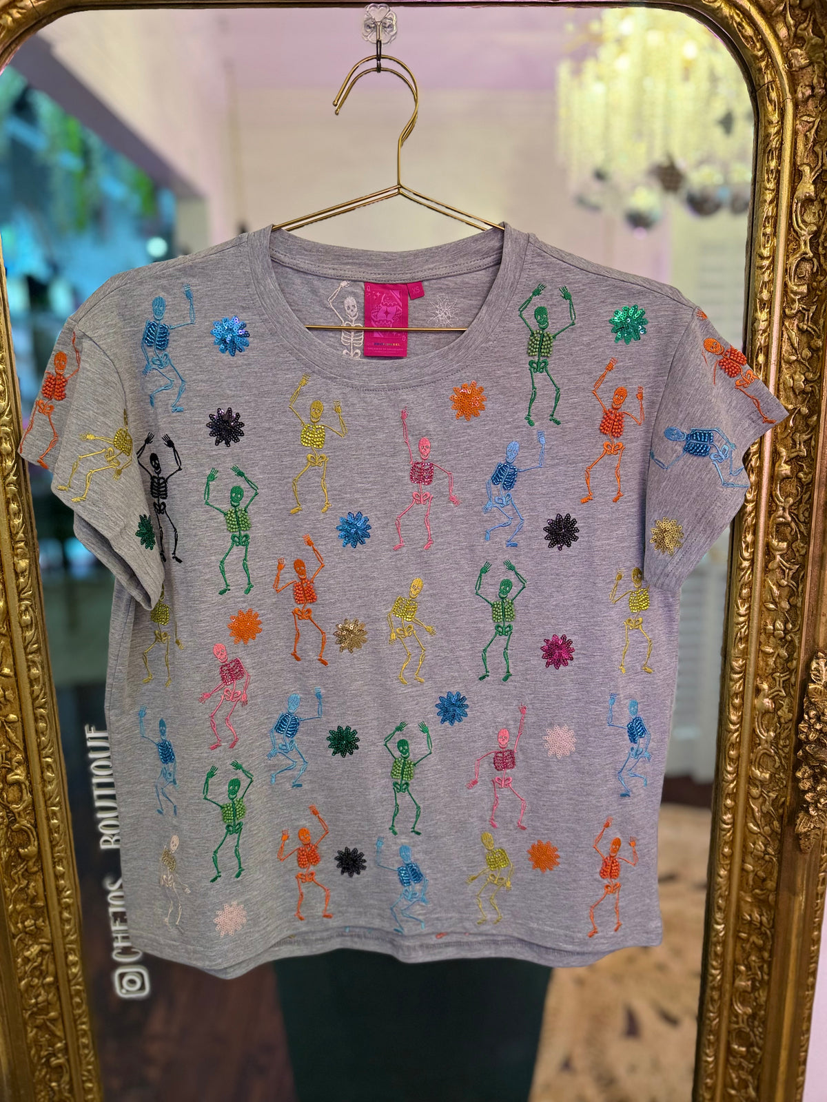 Grey Multi Skeleton Tee | Queen of Sparkles