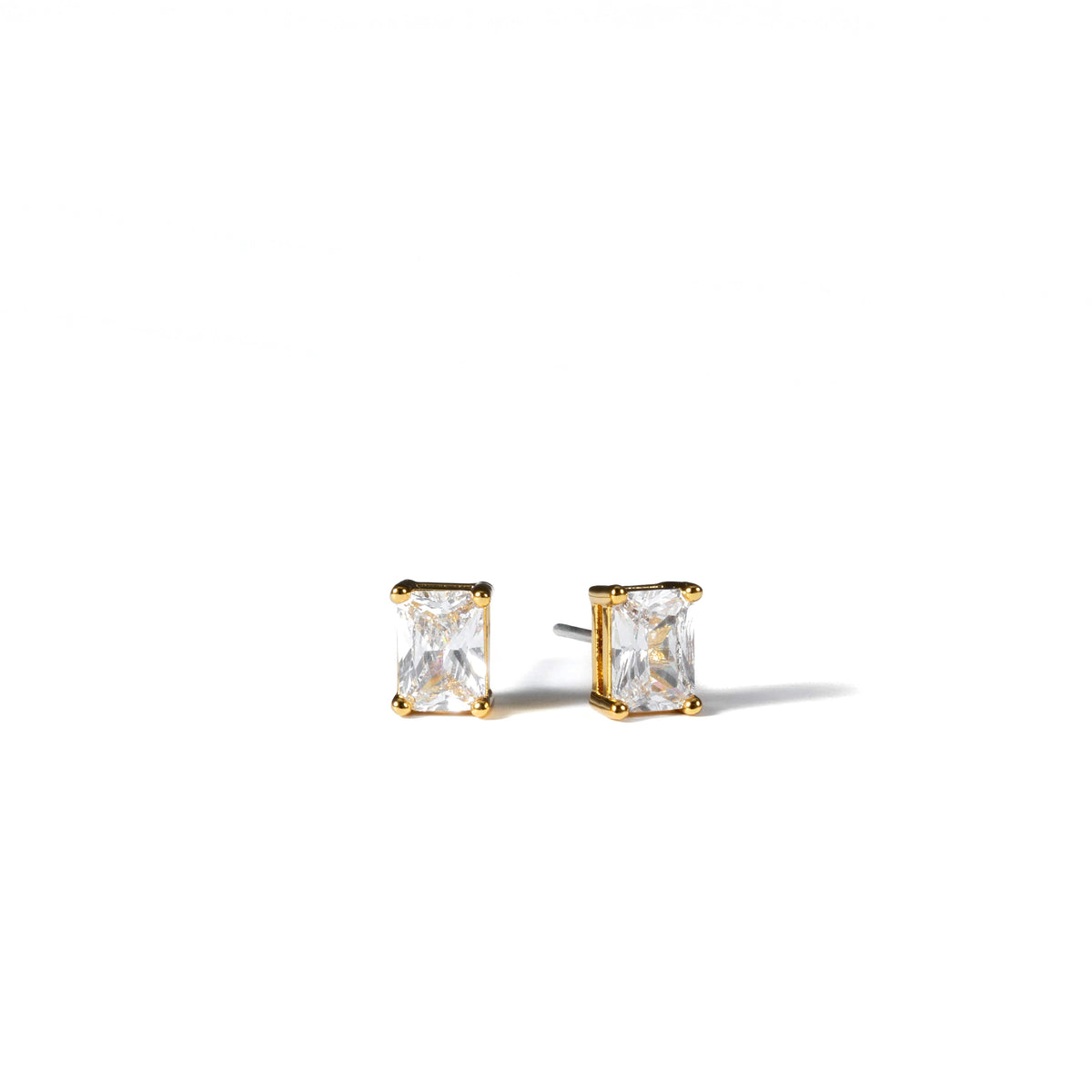 Gold Baguette Everyday Stud Earrings