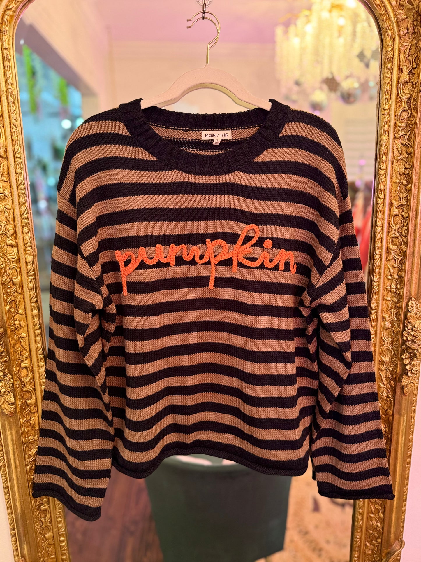 Pumpkin Script Stripe Knit Sweater