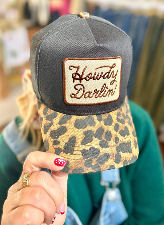 Howdy Darlin' Embroidered Leopard Trucker Hat