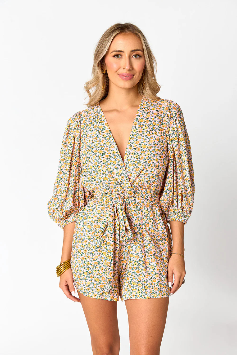 Julia Short Sleeve Romper - Magnolia | BuddyLove