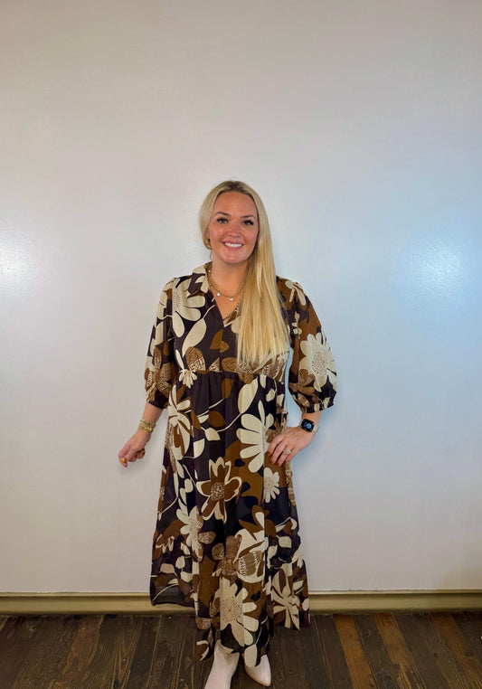 Fall Floral Midi Dress