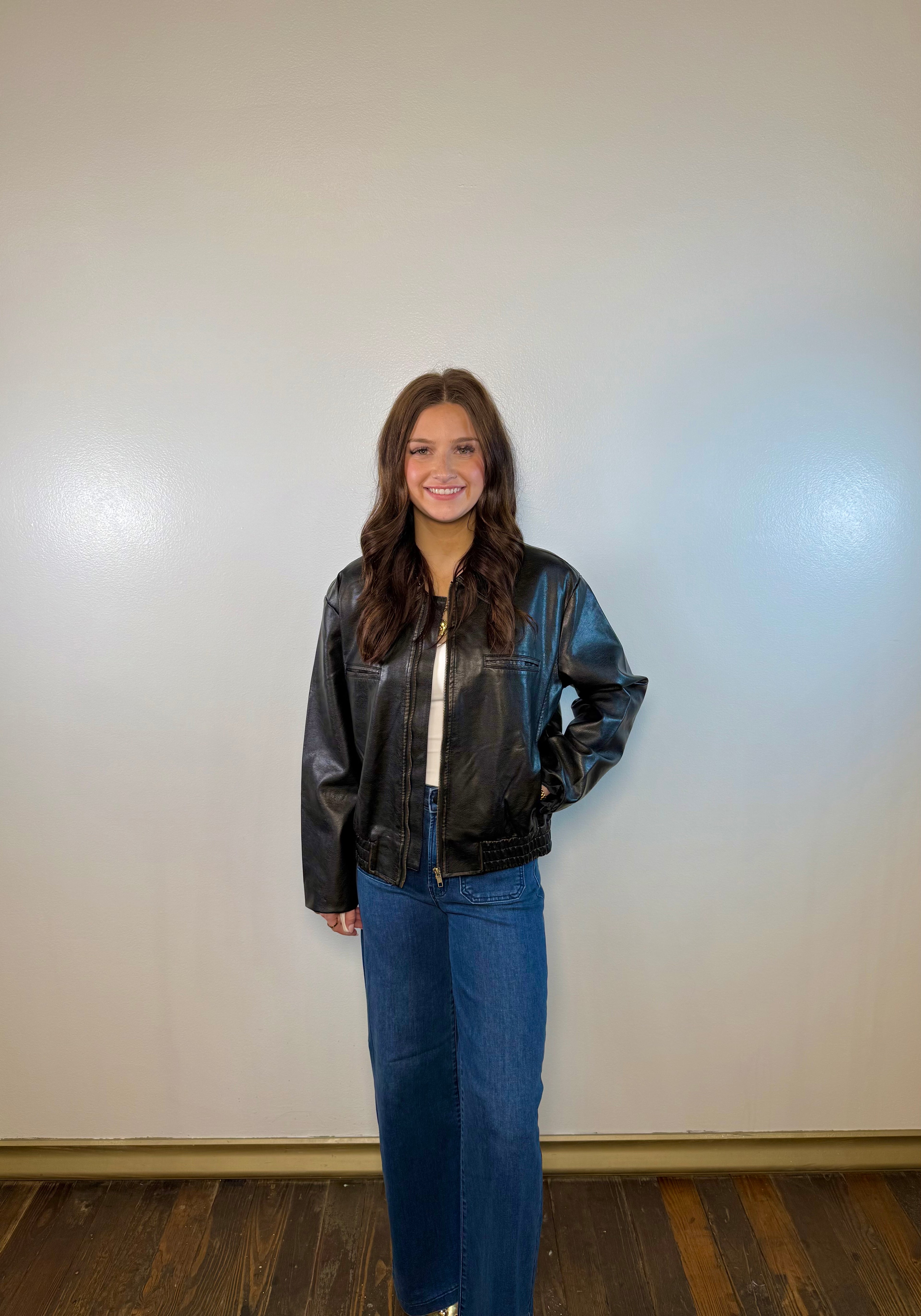 Zion Washed Leather Zip Up Jacket