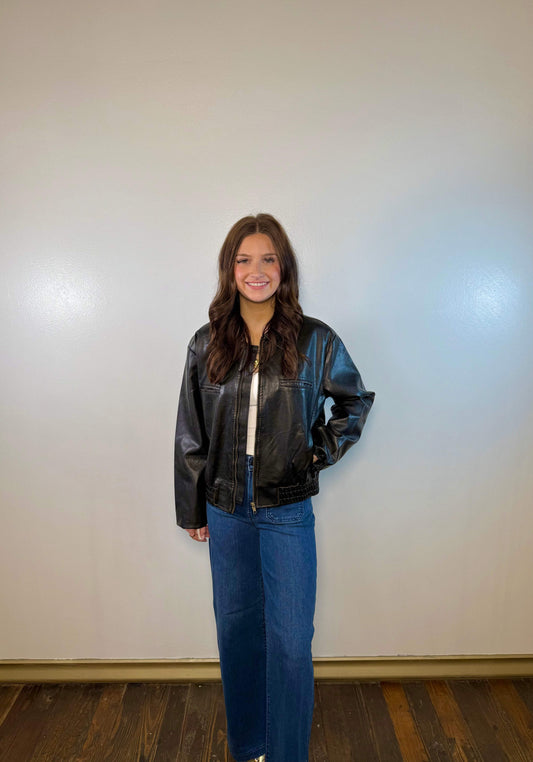 Zion Washed Leather Zip Up Jacket