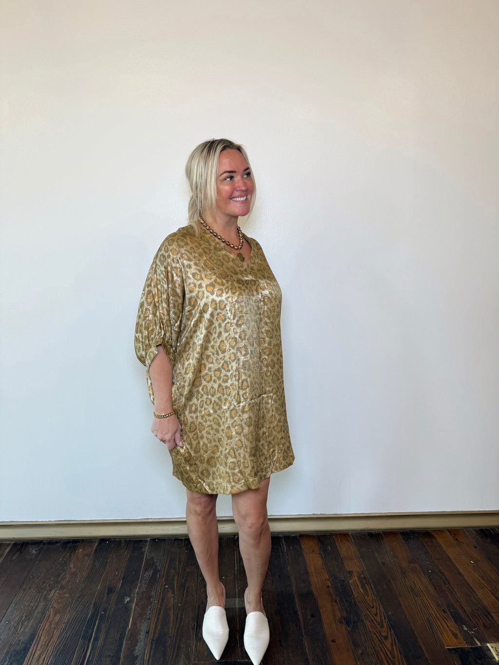 Metallic Leopard Kimono Dress
