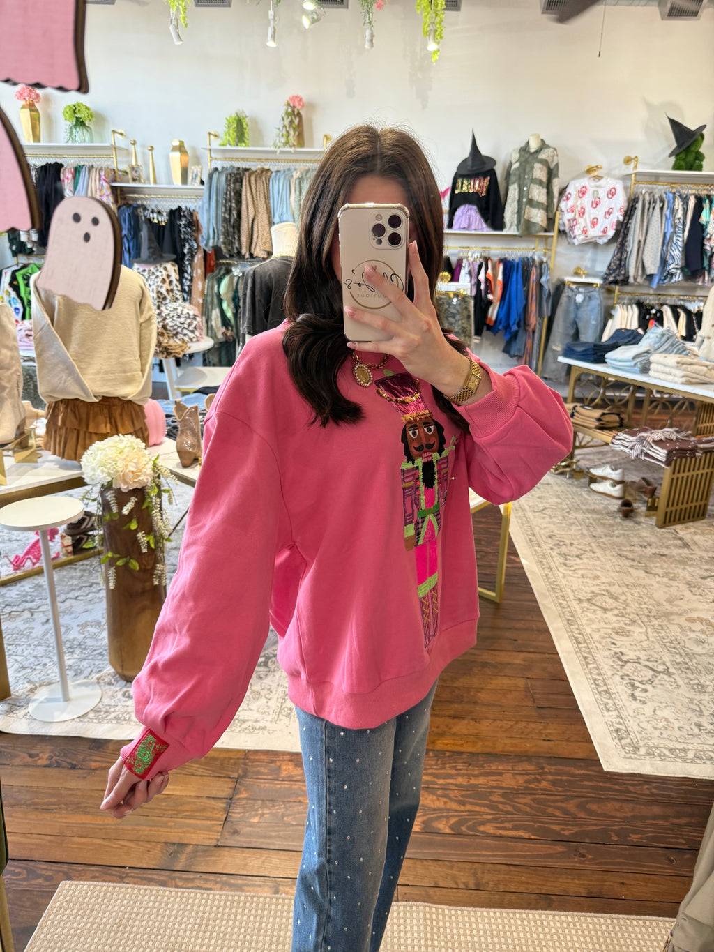 Hot Pink Serving Cosmo Nutcracker Sweatshirt | Queen of Sparkles