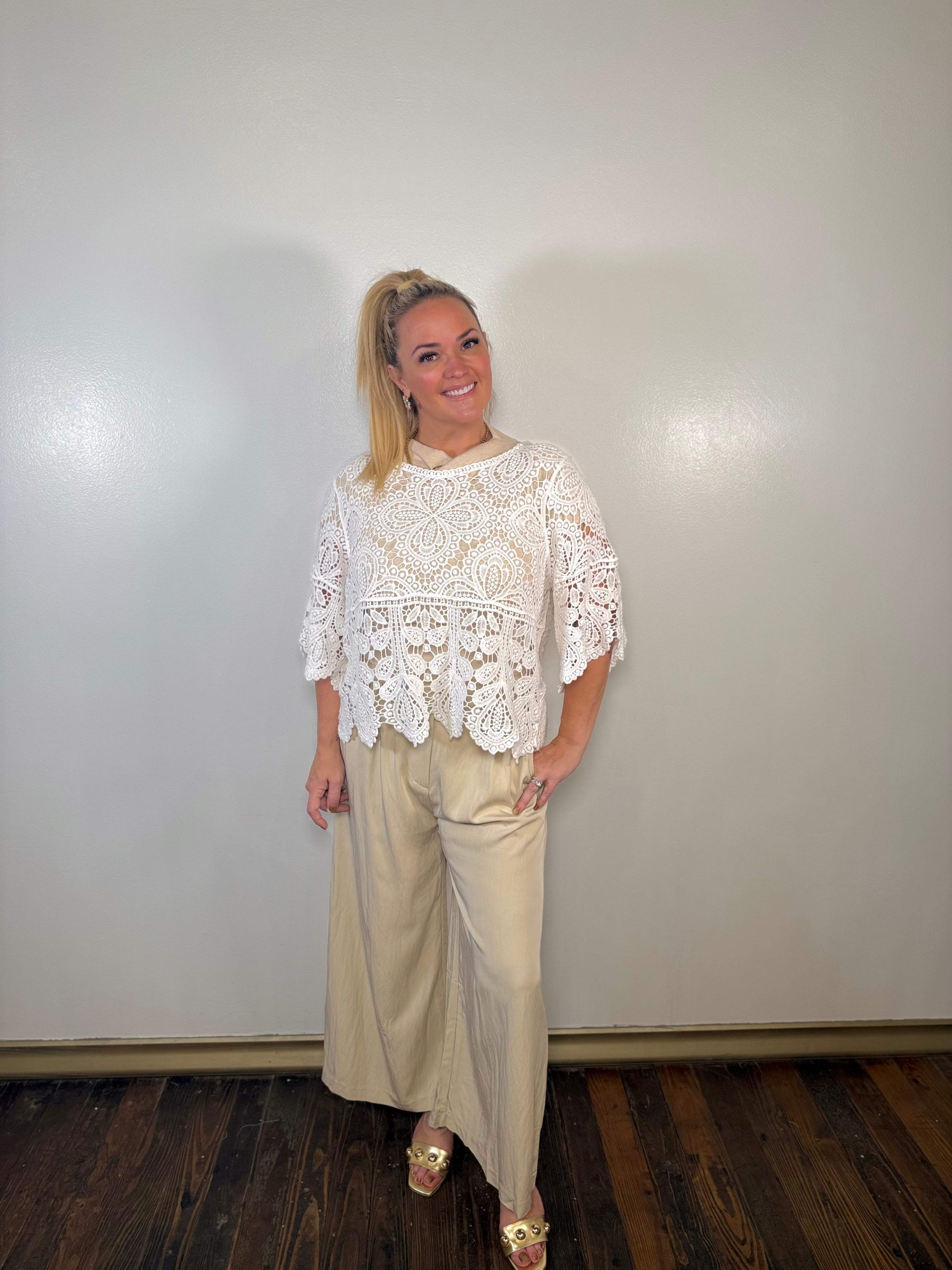 Hollow & Hem Crochet Lace Top