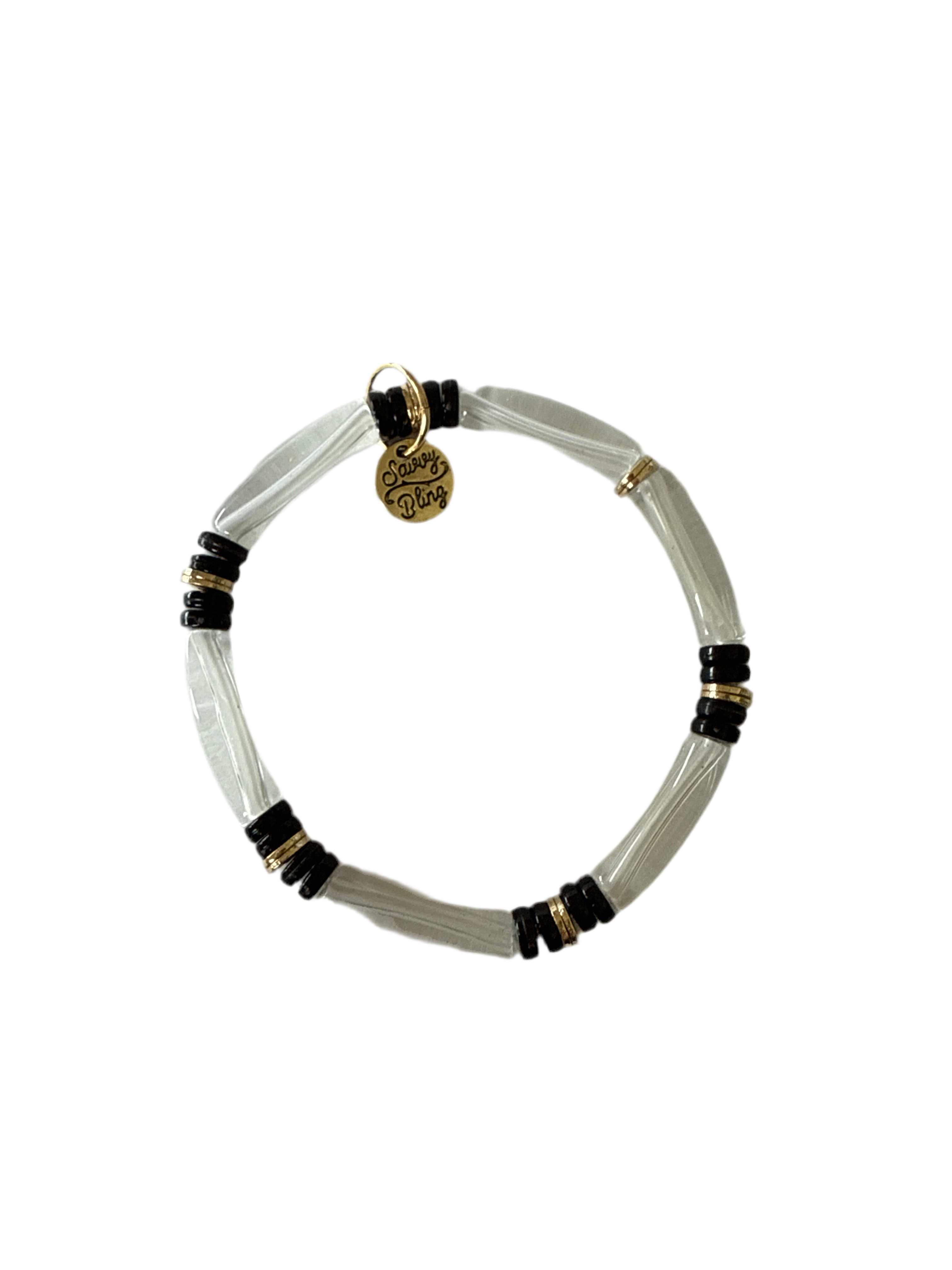 Small Gold Acrylic Bamboo Tube Bracelet