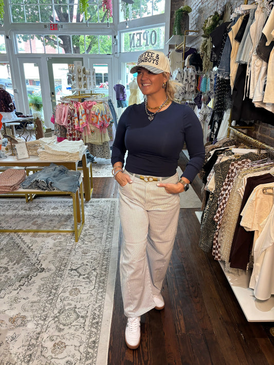 Easy Stripes Barrel Jeans