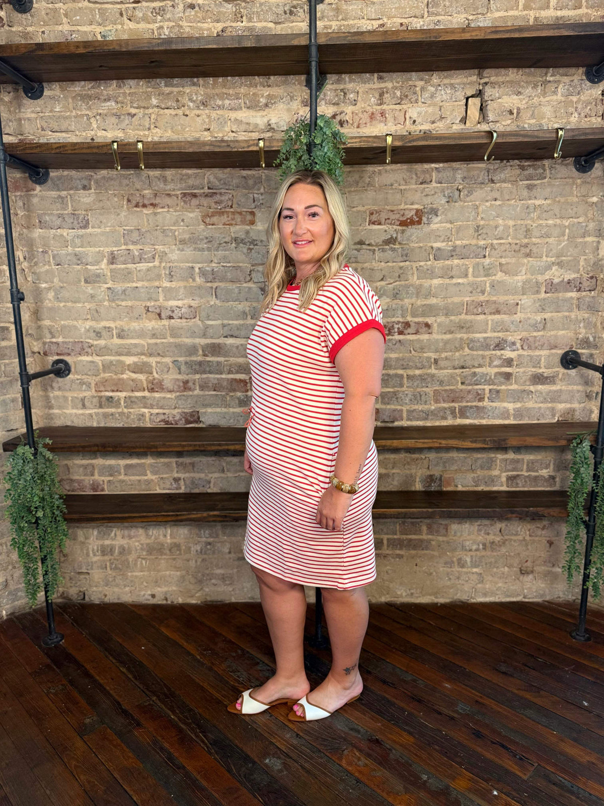 PLUS SIZE | Red Stripe Dress