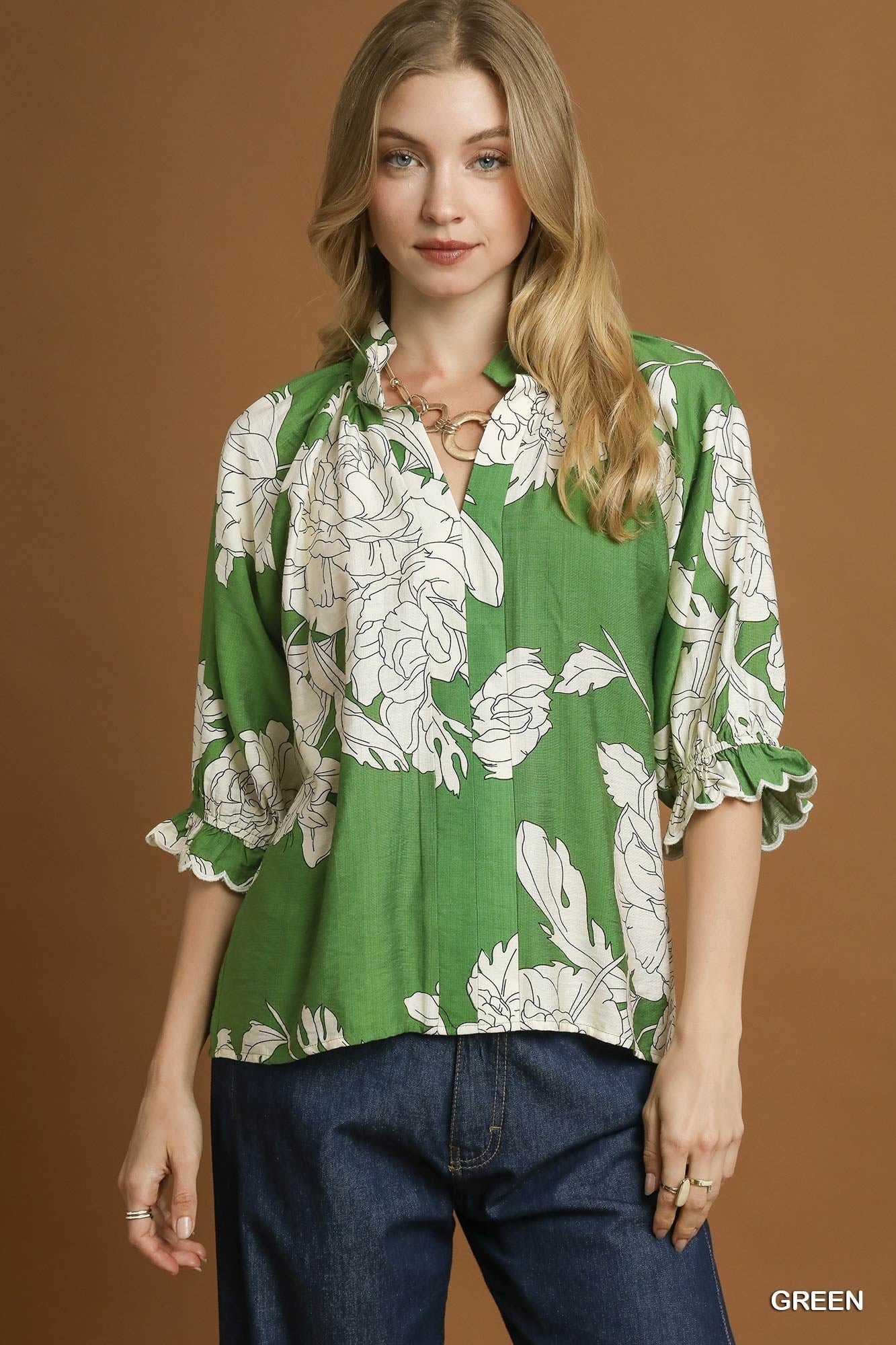 Peony Print Relaxed Blouse