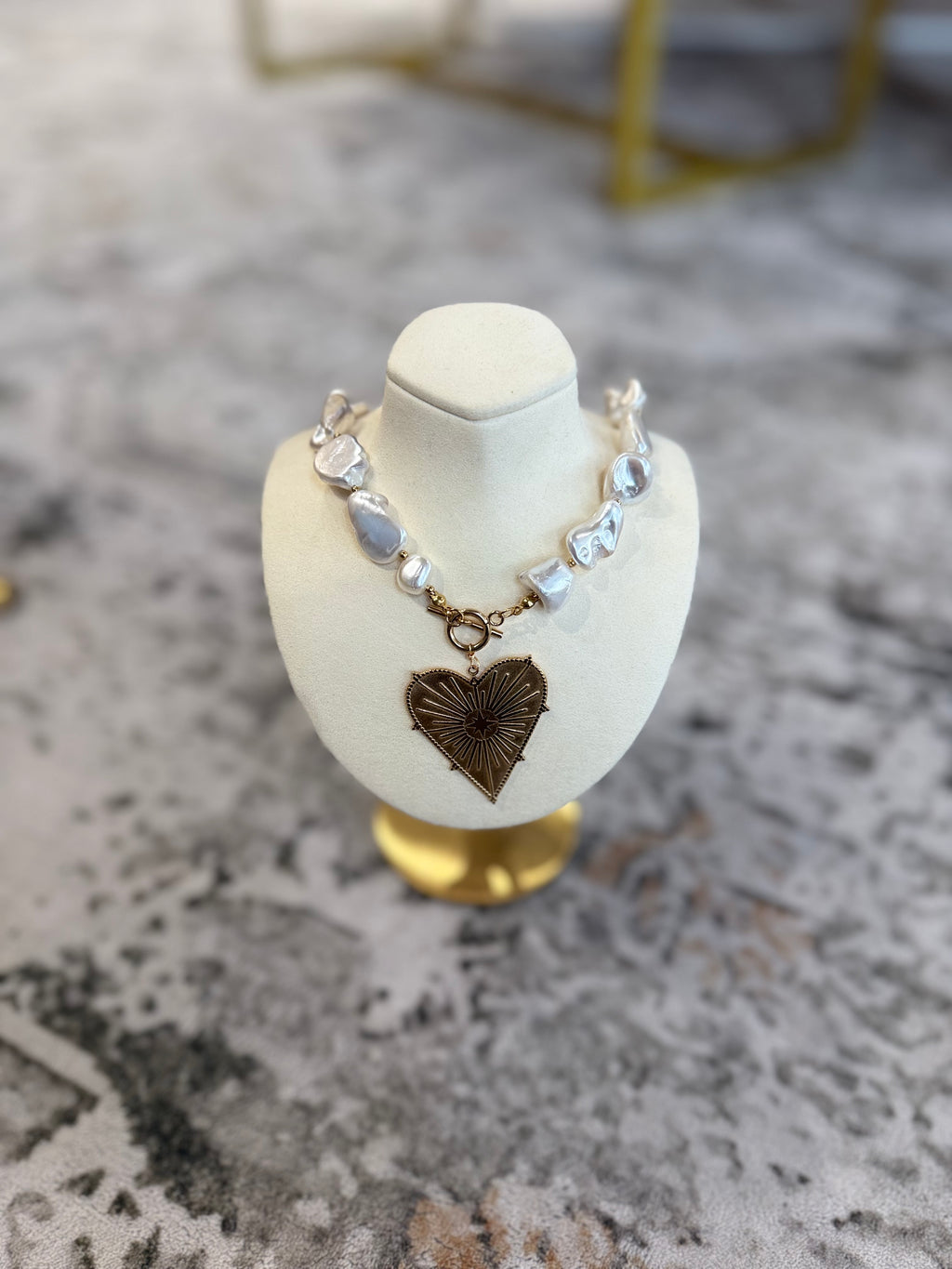 Blaze Pearl Heart Pendant Necklace
