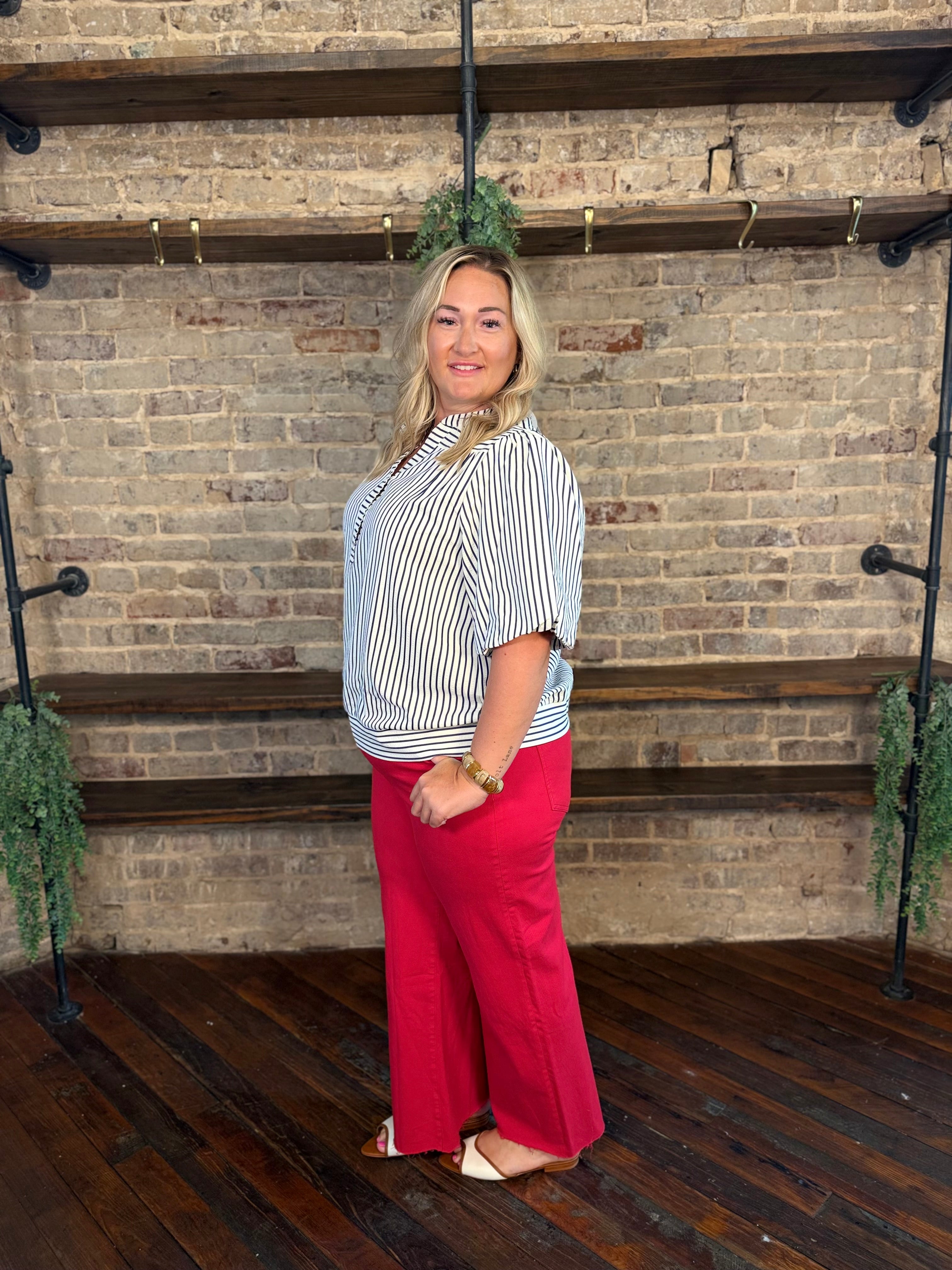Meg High Rise Wide Leg Raw Hem Pants - Tomato | PLUS SIZE AVAILABLE | Kut from the Kloth