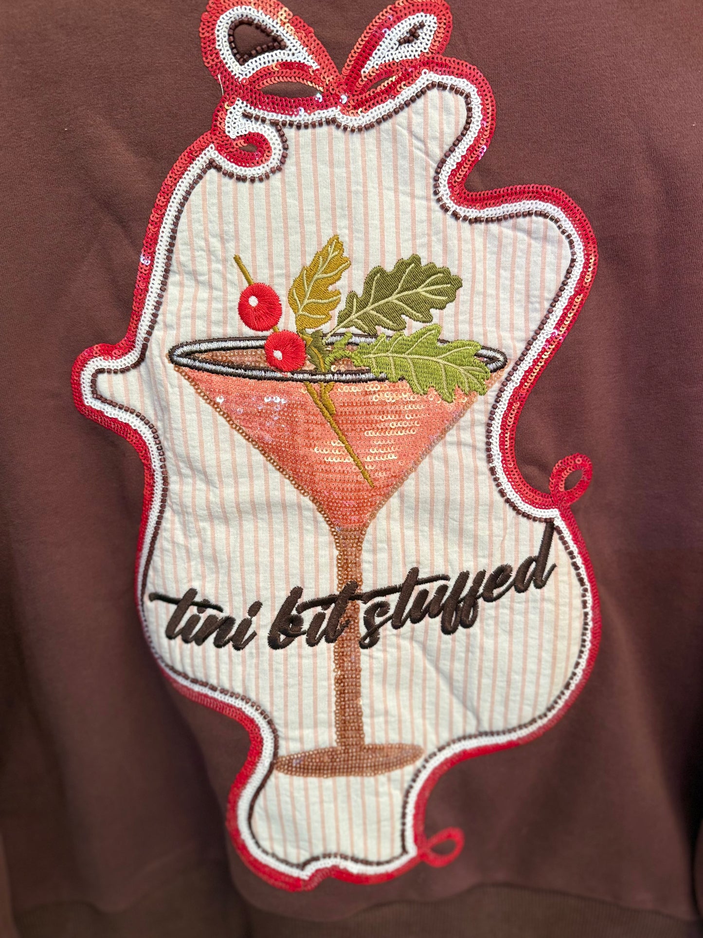 Maroon 'Tini Bit Stuffed' Sweatshirt | Queen of Sparkles