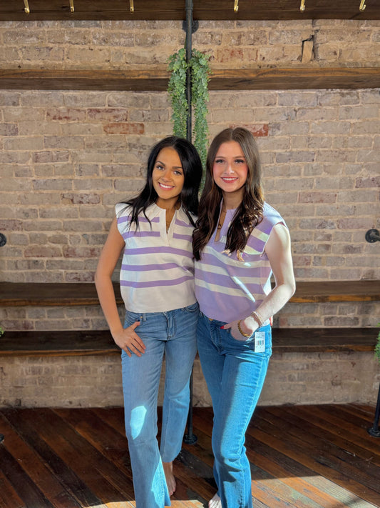 Valley Striped Sleeveless Knit Top