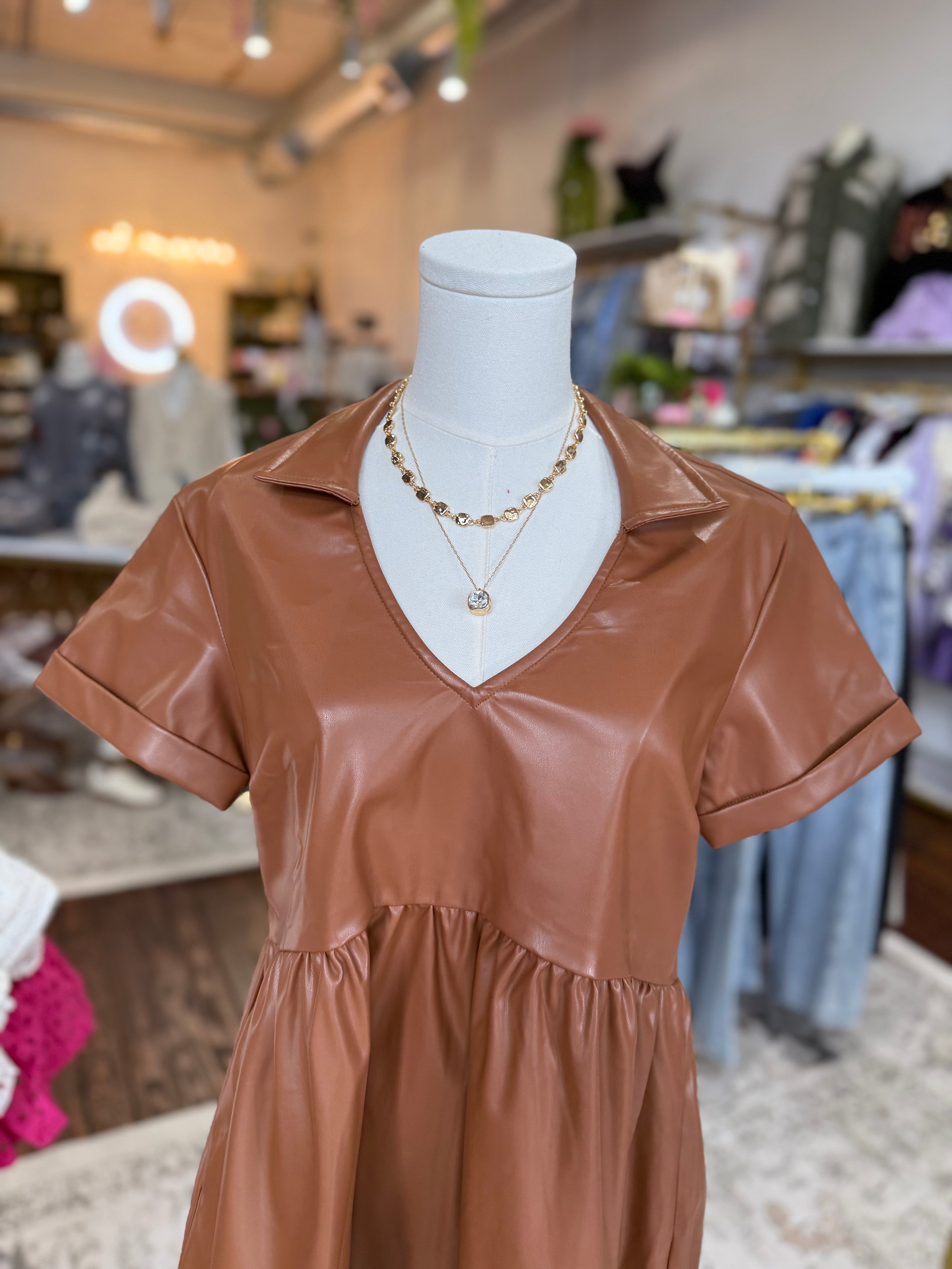 Desert Dunes Pleather Mini Dress