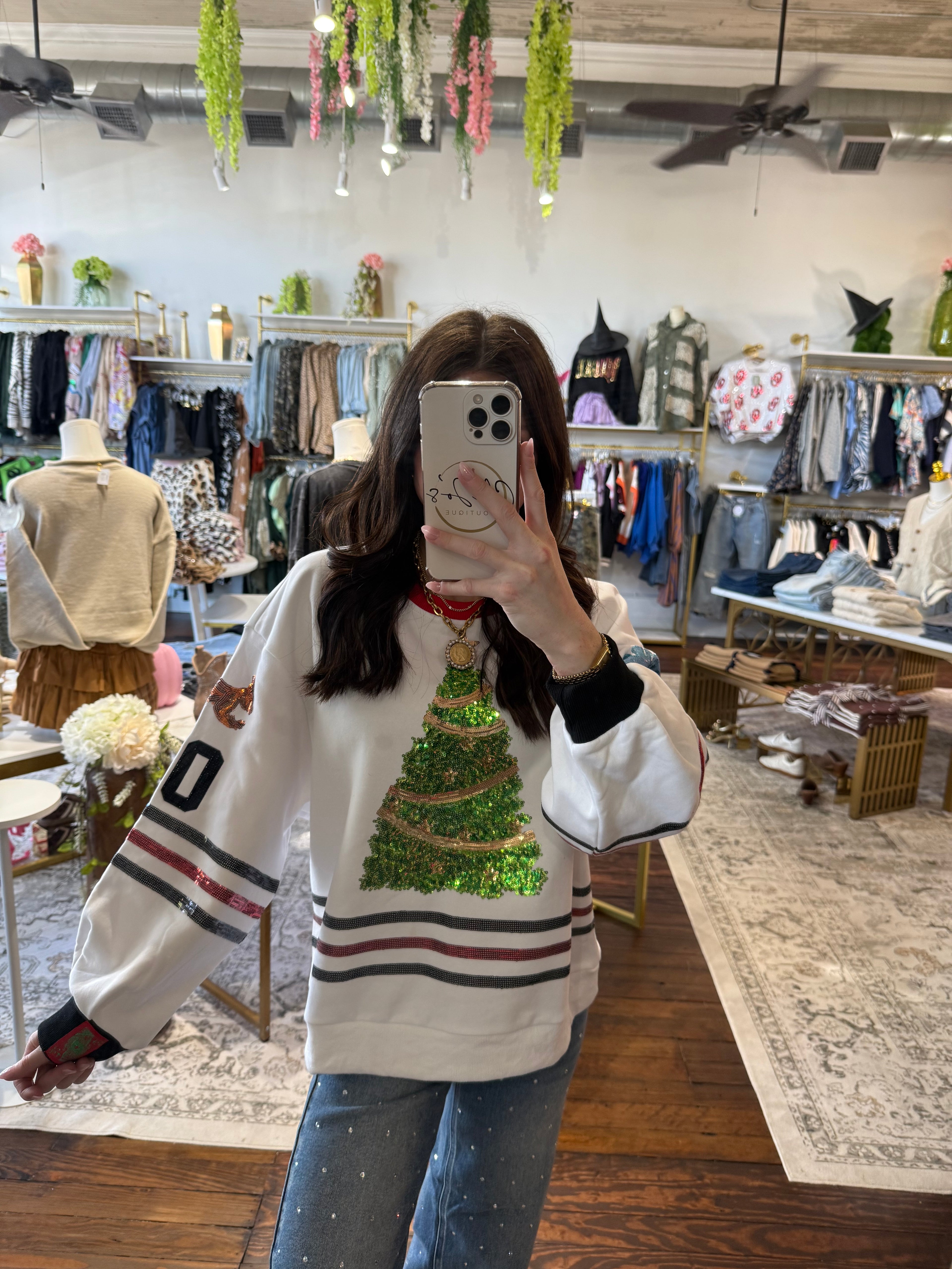 White Clark Griswold Jersey Sweatshirt | Queen of Sparkles