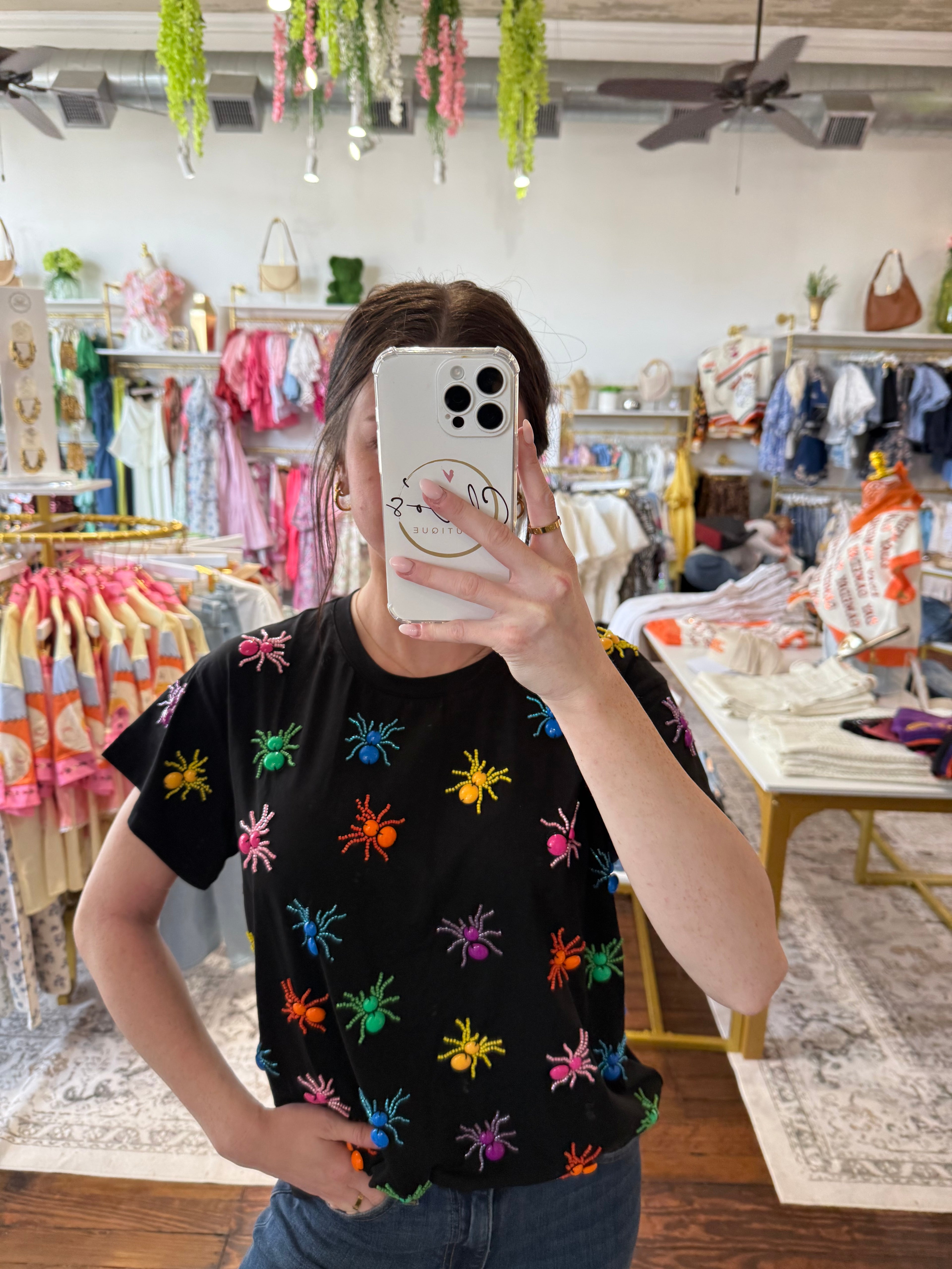 Black Multi Spider Tee | Queen of Sparkles