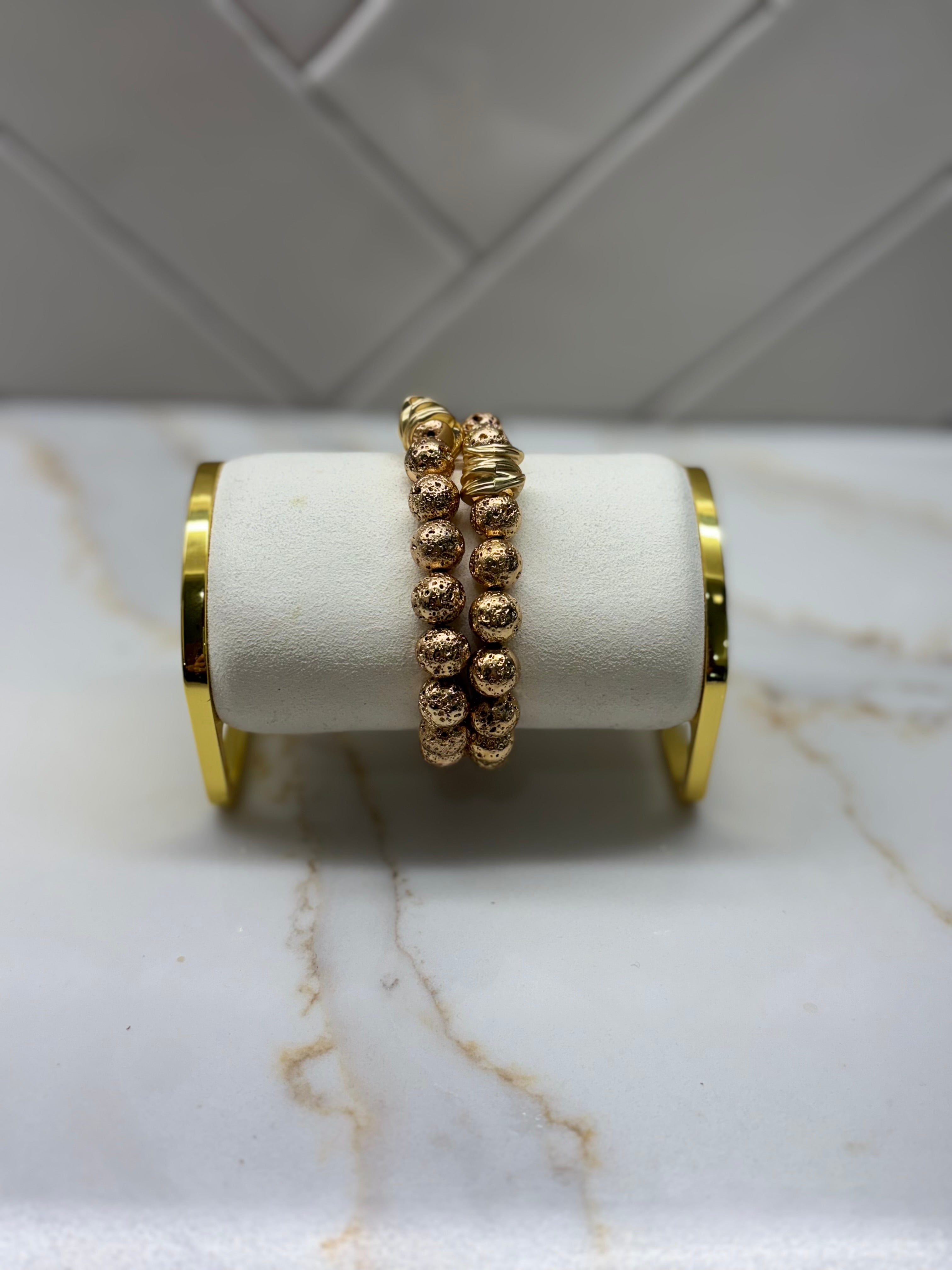 10 mm Gold Lava Stretch Bangle