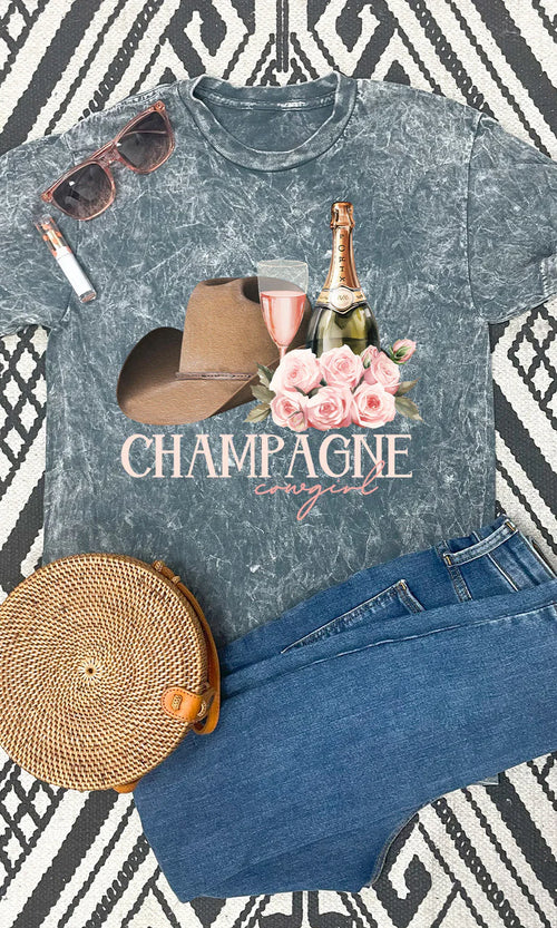 'Champagne Cowgirl' Graphic Tee | PLUS SIZE AVAILABLE