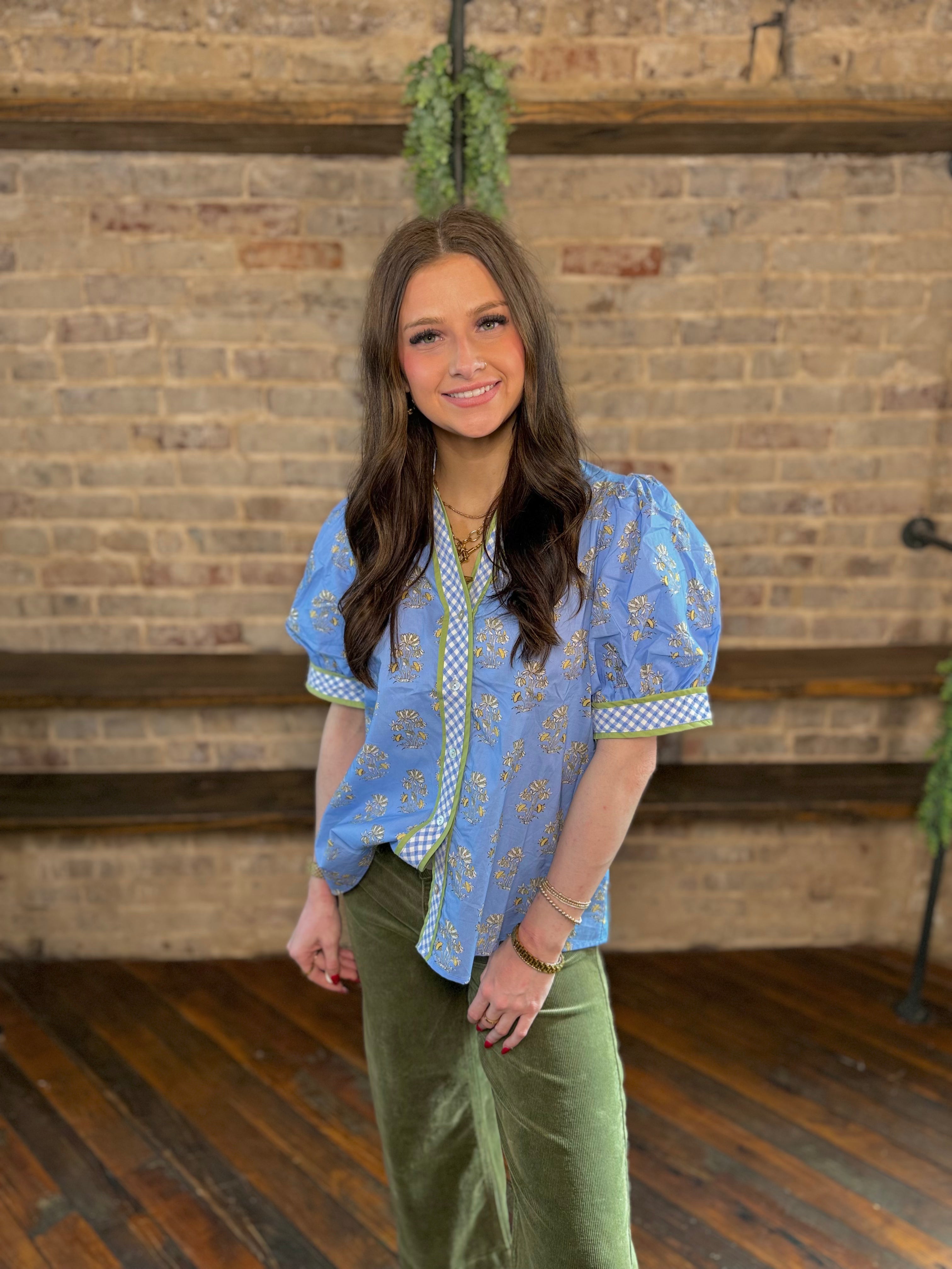 Picnic Garden Floral Button Down Blouse | PLUS SIZE AVAILABLE