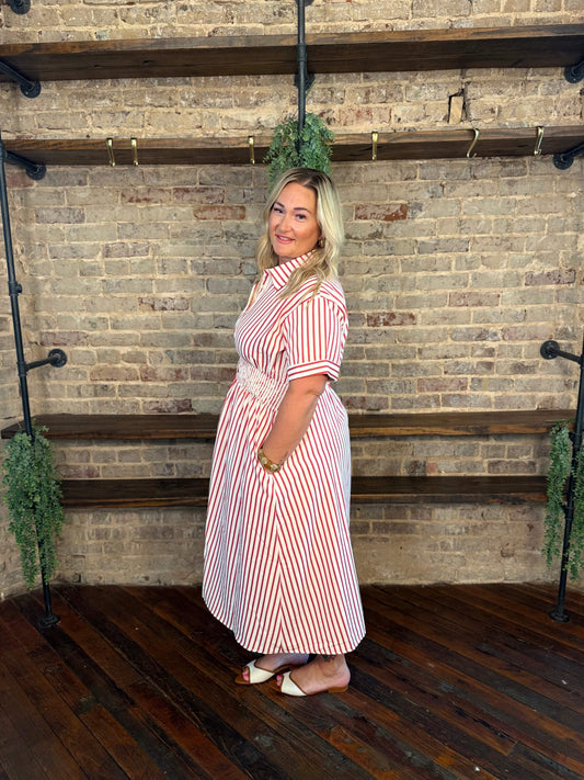 PLUS SIZE | Aniya Striped Brunch Dress