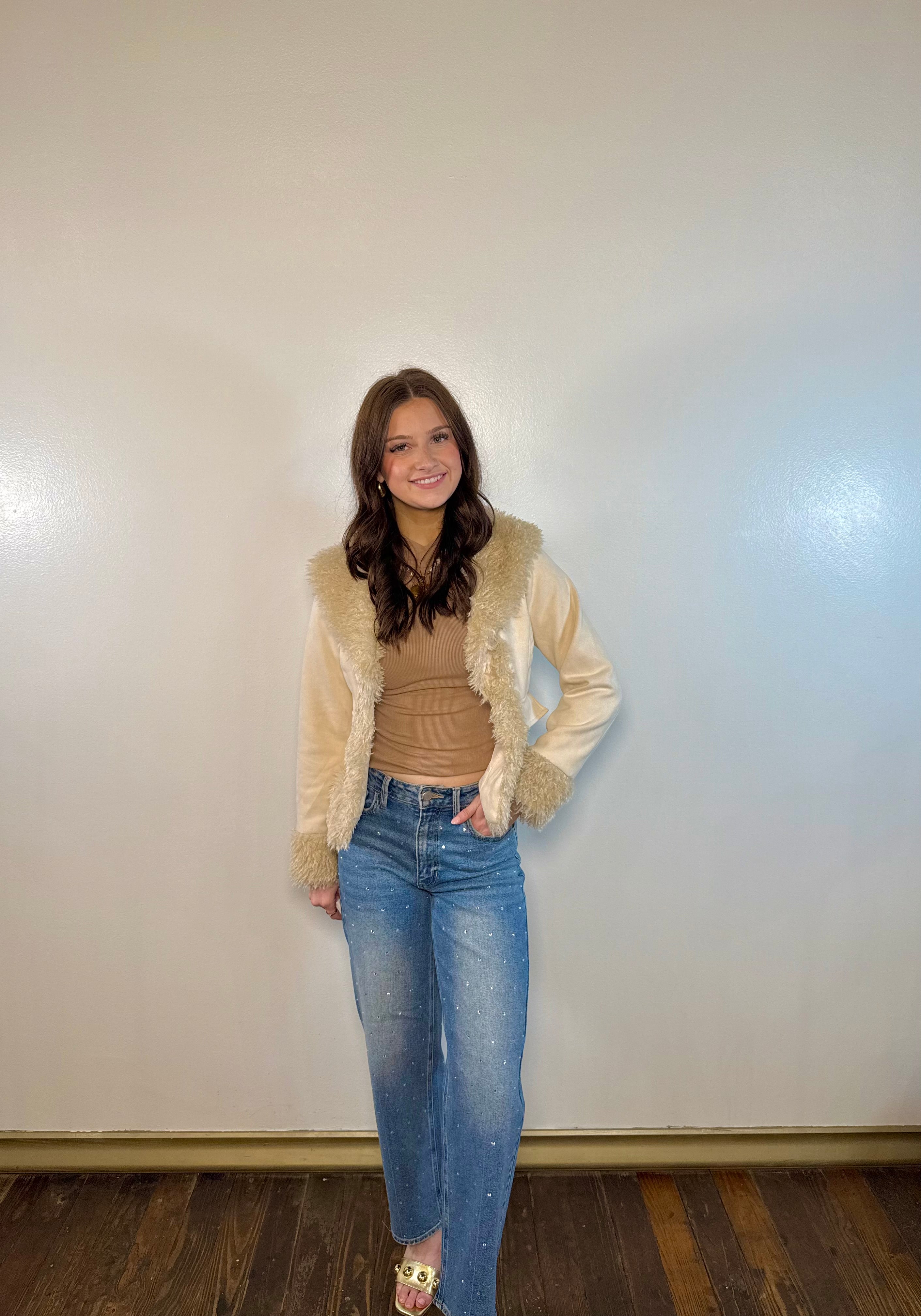 Cider Mist Faux Fur Suede Jacket