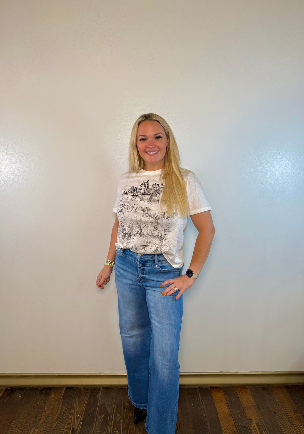 High Rise Wide Leg Heart Back Pocket Jeans | Risen Jeans | PLUS SIZE AVAILABLE