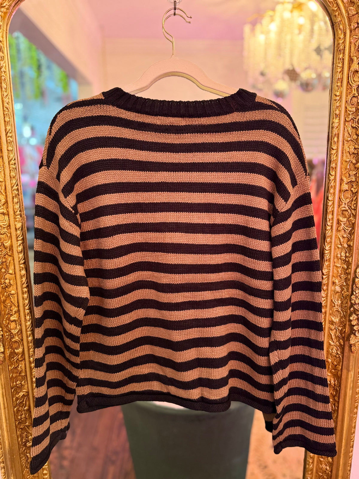 Pumpkin Script Stripe Knit Sweater