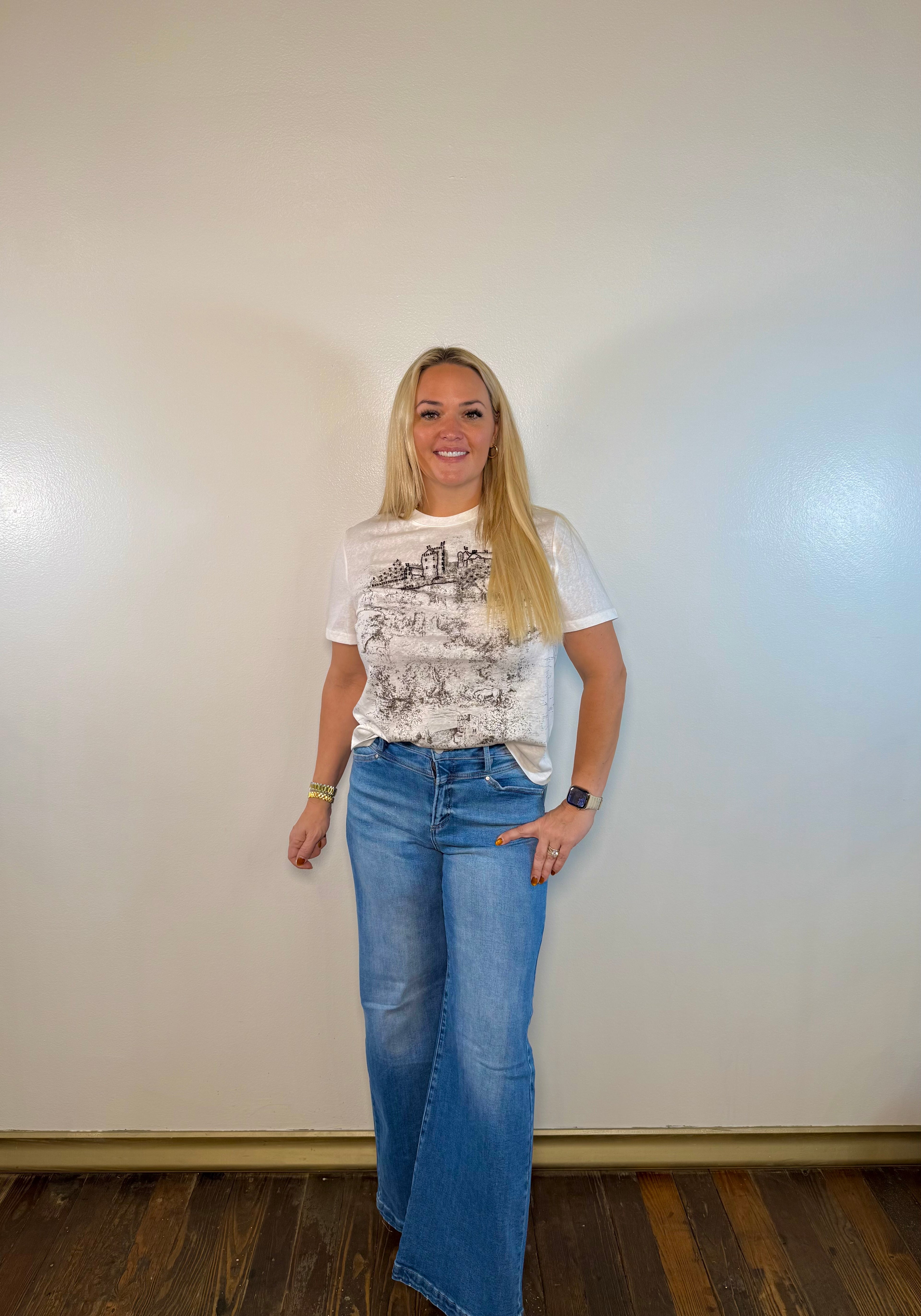 High Rise Wide Leg Heart Back Pocket Jeans | Risen Jeans | PLUS SIZE AVAILABLE