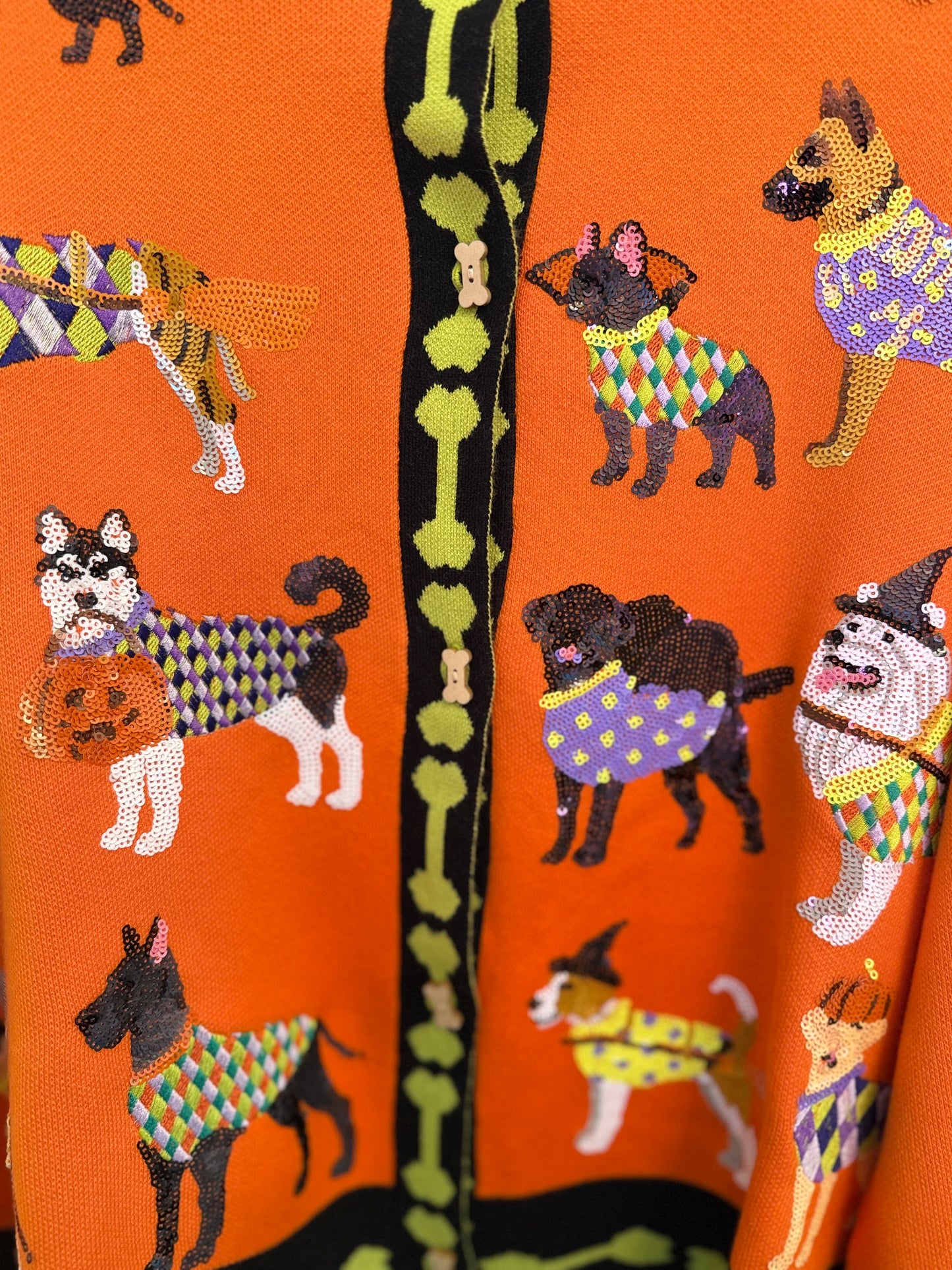 Orange Halloween Dogs Button Up Cardigan | Queen of Sparkles