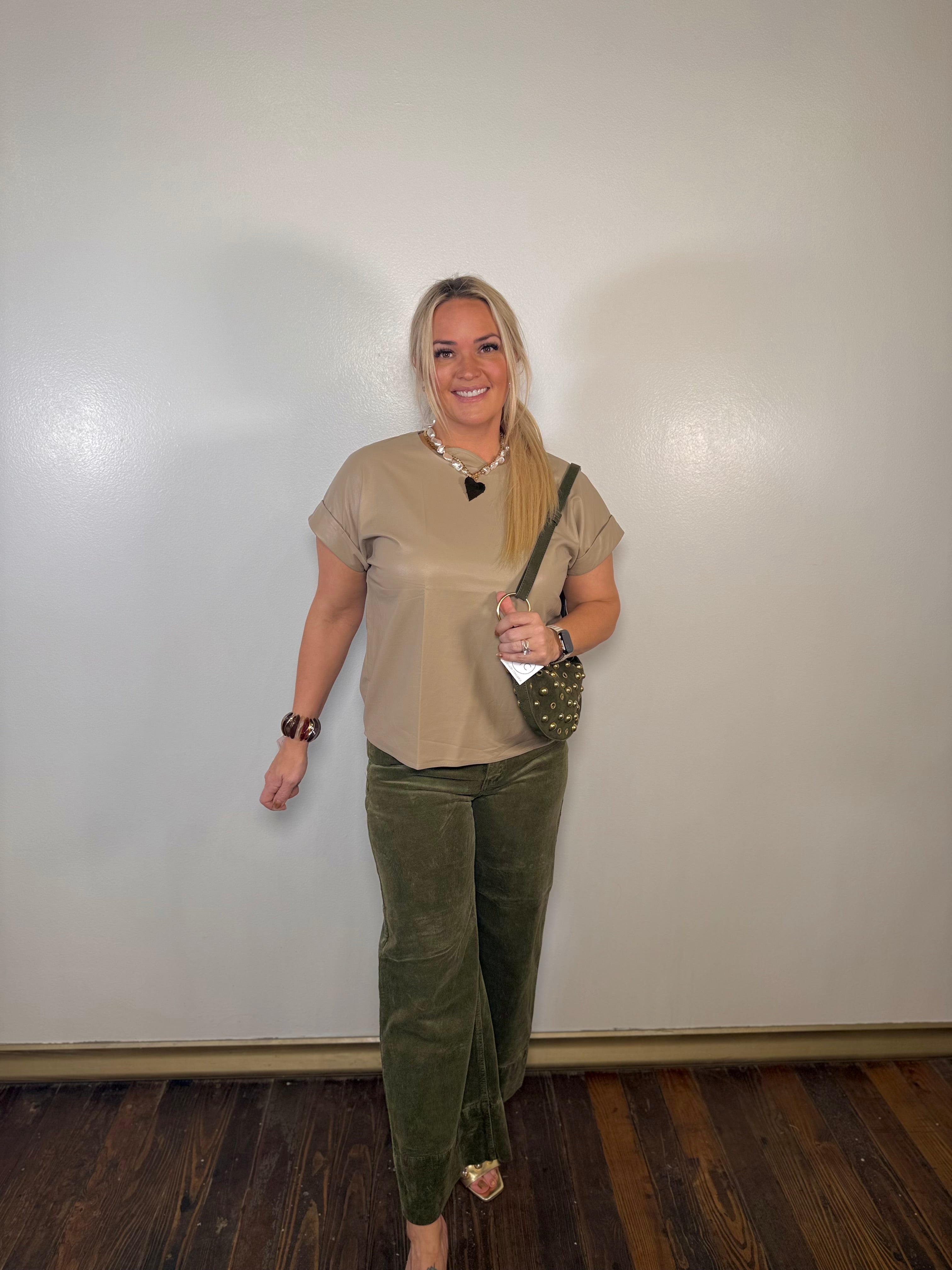 Whiskey Moon Leather Cap Sleeve Top