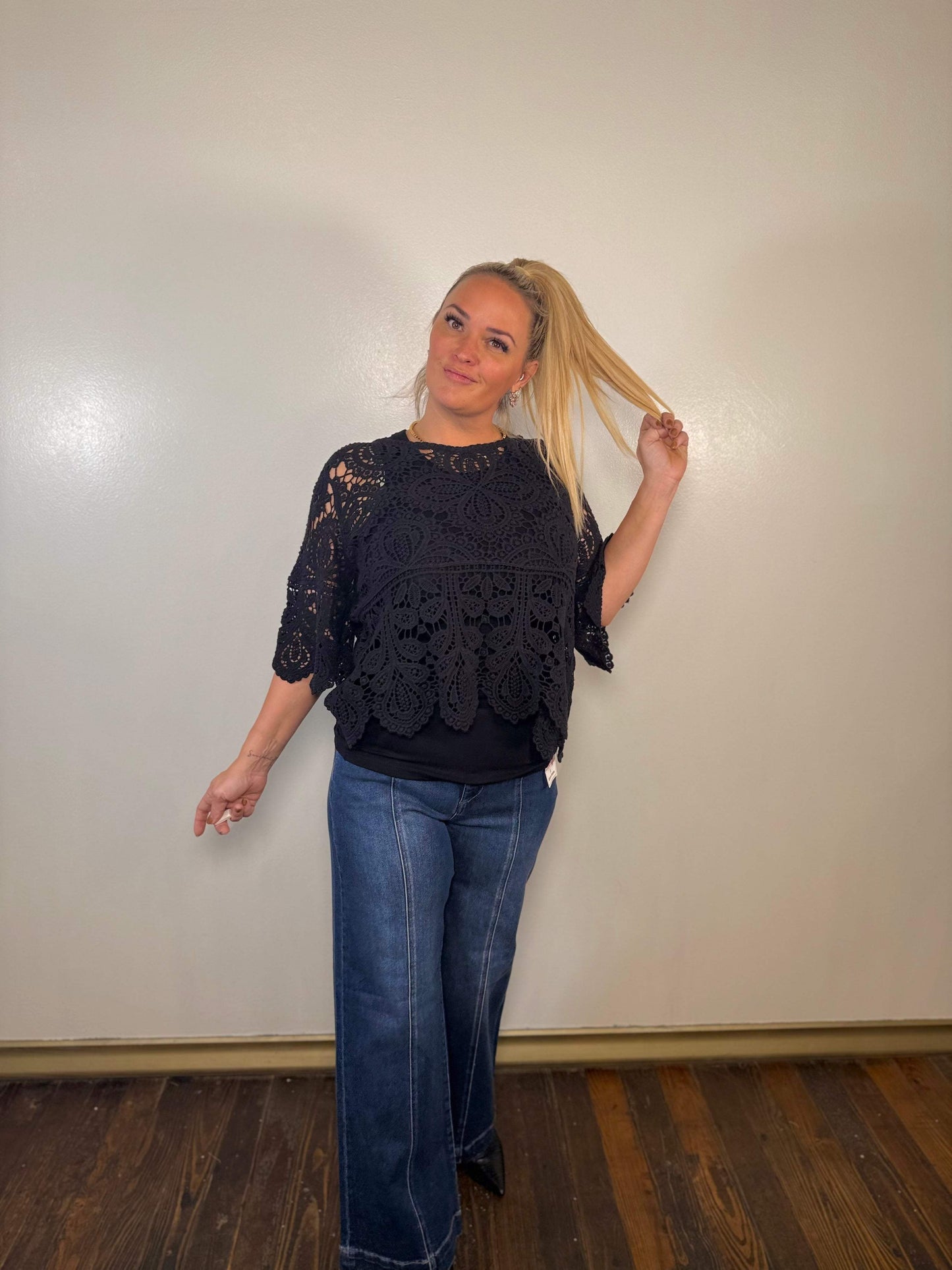 Mid Rise Fit Wide Leg Wide Hem Jeans | Risen Jeans | PLUS SIZE AVAILABLE